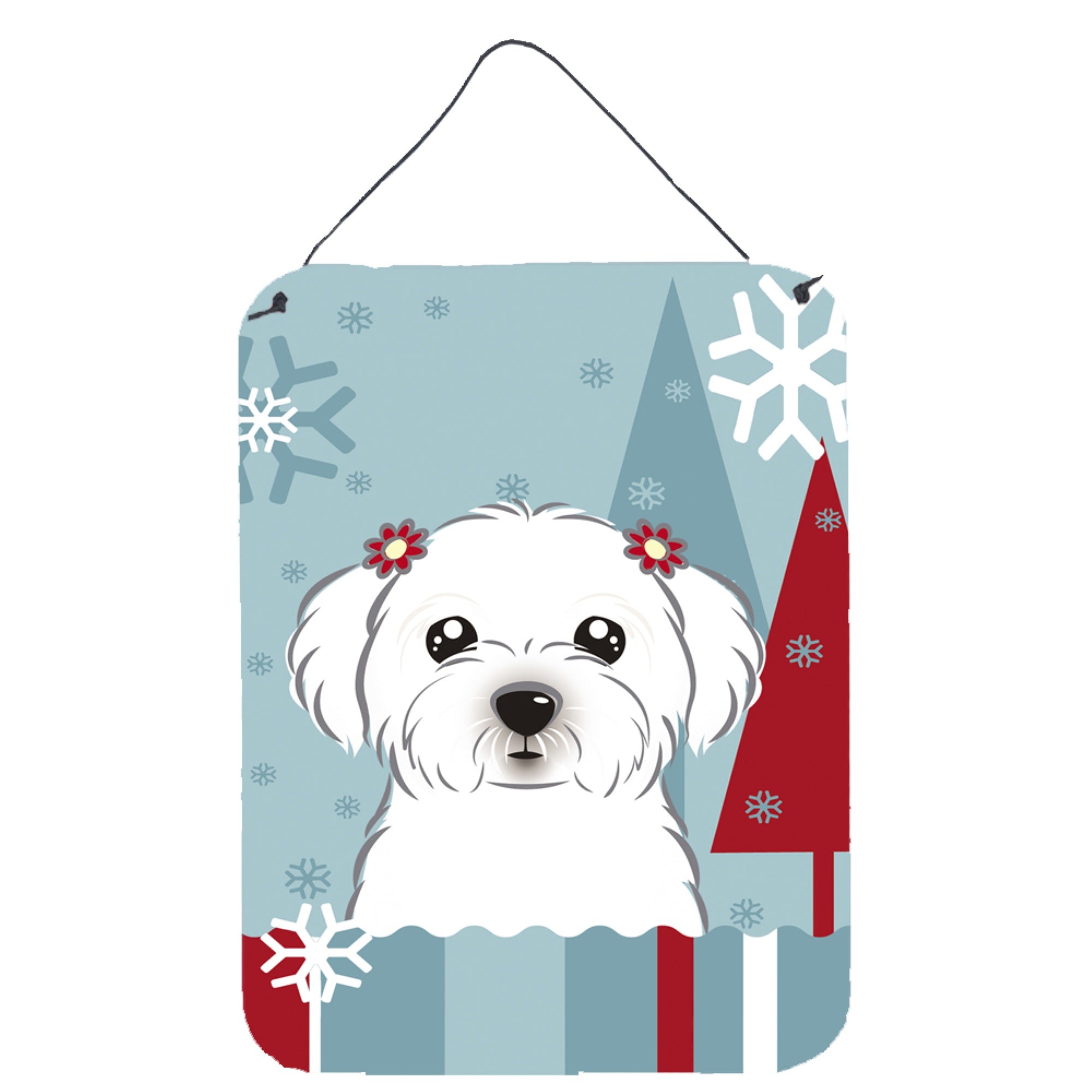 'Caroline'S Treasures Winter Holiday Maltese Wall Or Door Hanging Prints Bb1704Ds1216, 16Hx12W, Multicolor''