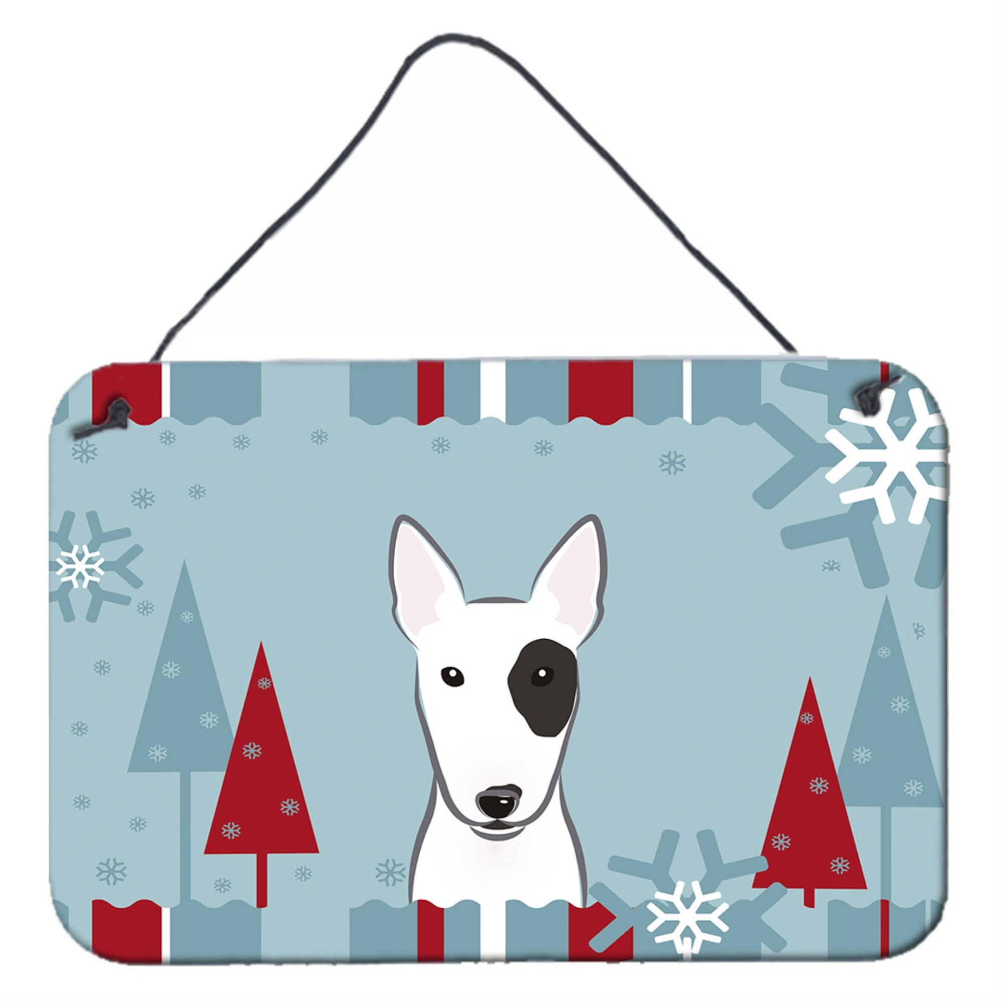 'Caroline'S Treasures Winter Holiday Bull Terrier Wall Or Door Hanging Prints Bb1705Ds812, 8Hx12W''