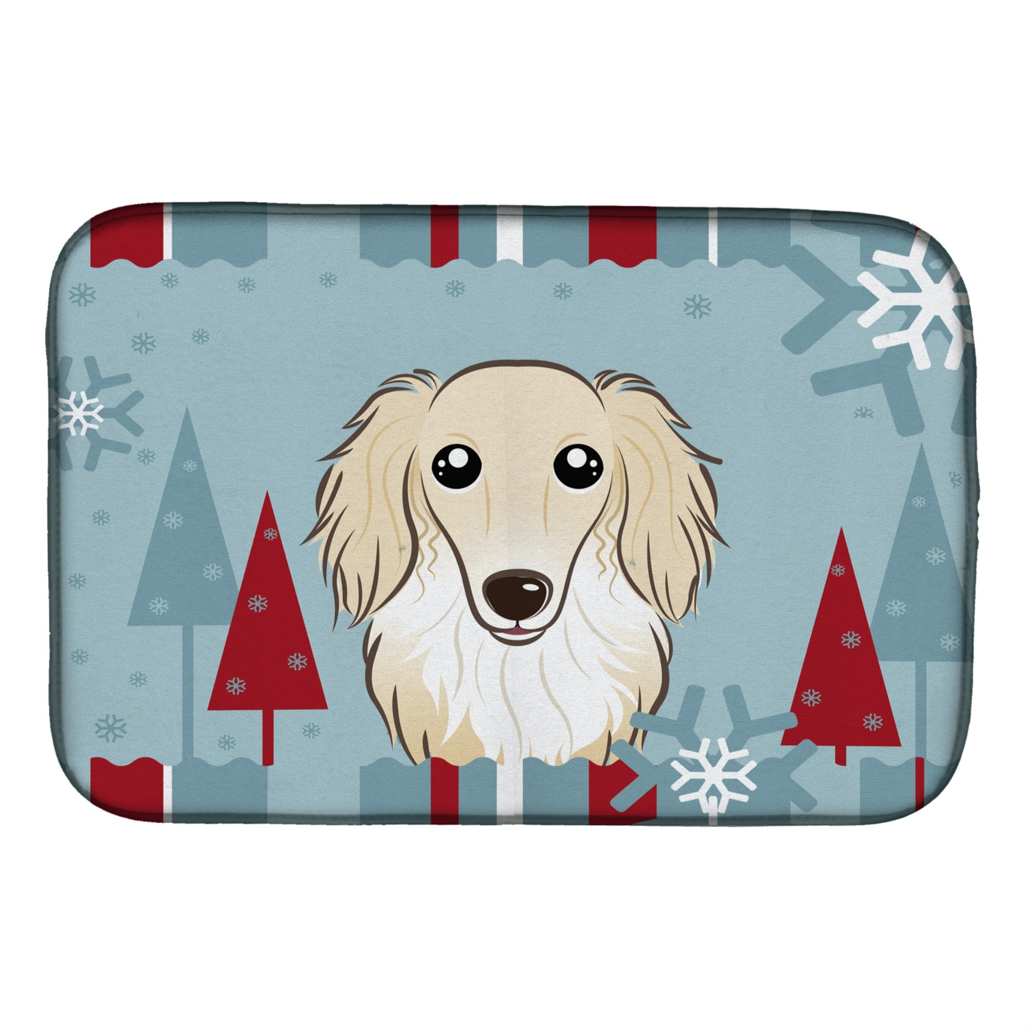 'Caroline'S Treasures Winter Holiday Longhair Crme Dachshund Dish Drying Mat, 14'''' X 21''''''
