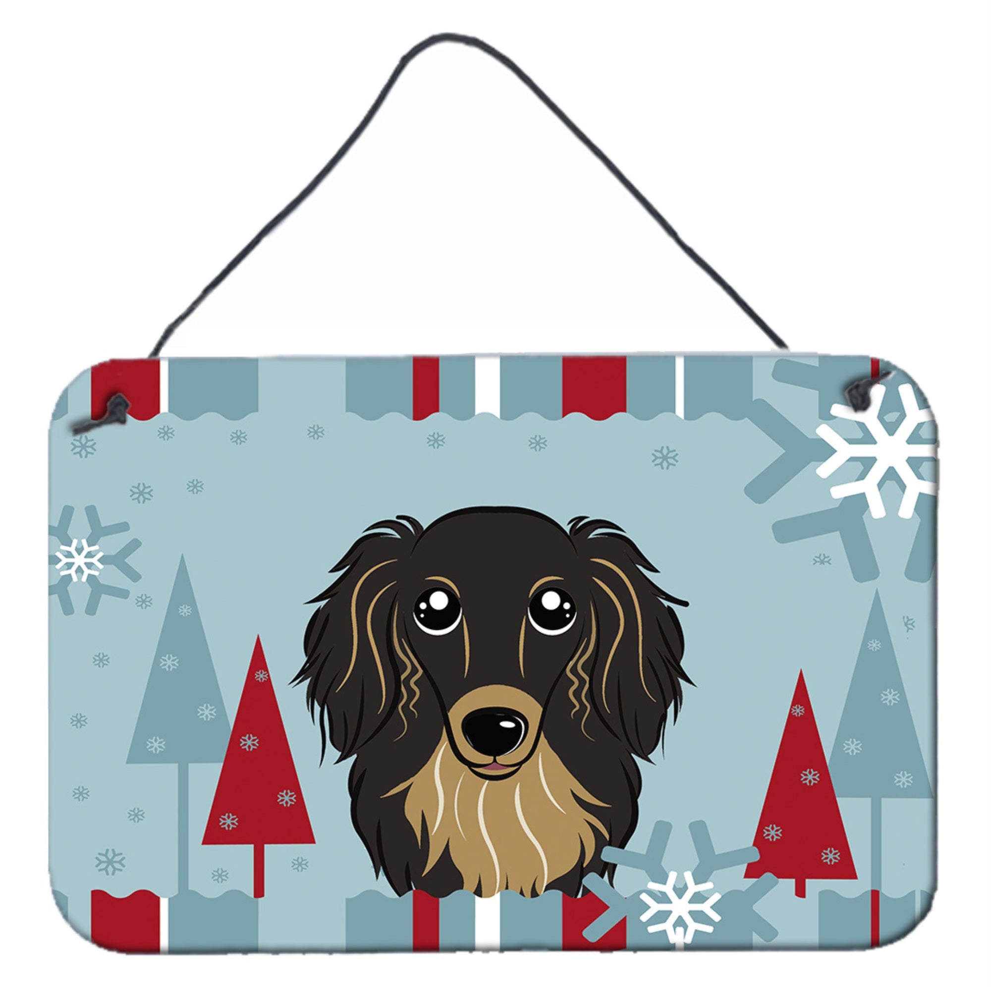 'Caroline'S Treasures Winter Holiday Longhair Black And Tan Dachshund Wall Or Door Hanging Prints Bb1709Ds812, 8Hx12W''