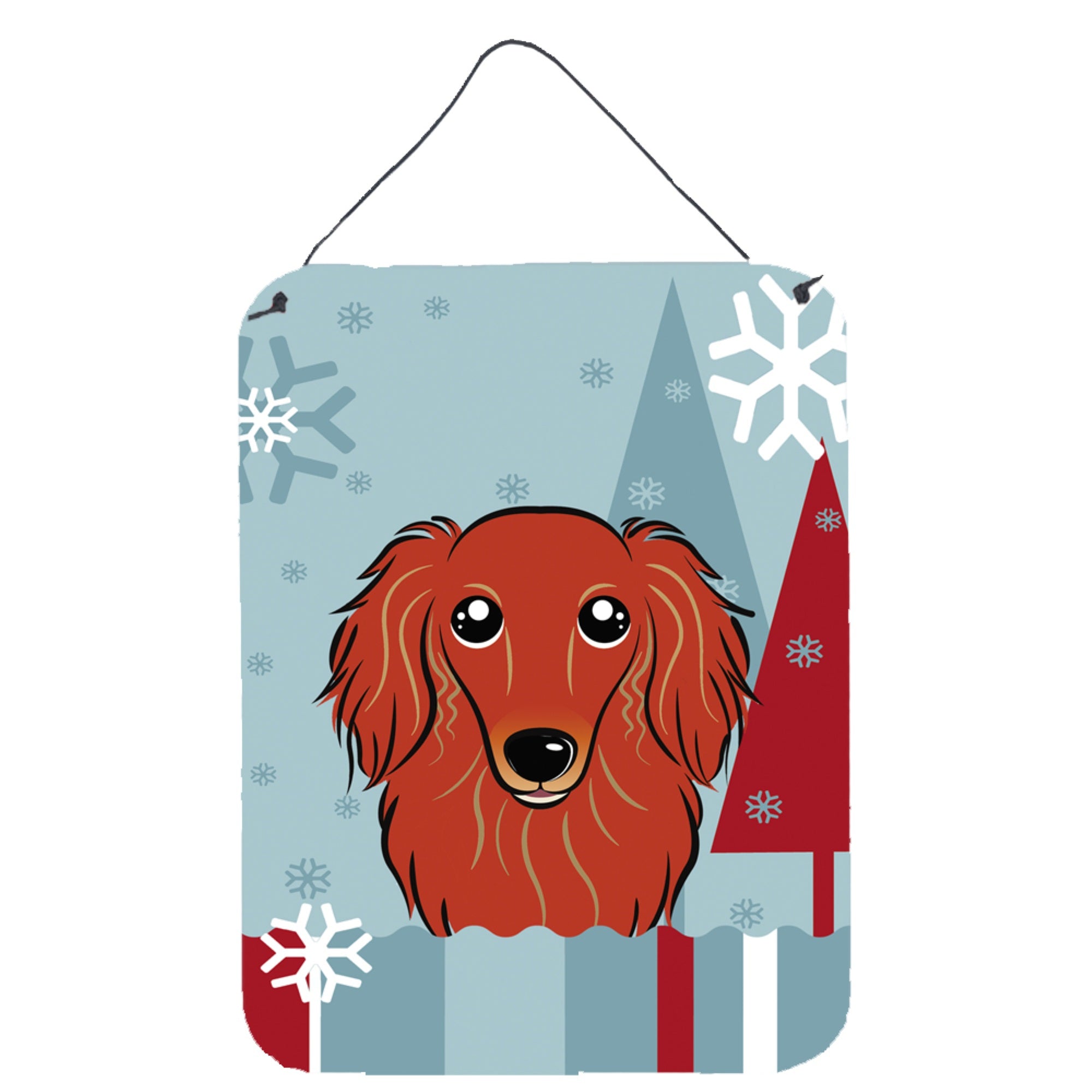 'Caroline'S Treasures Winter Holiday Longhair Red Dachshund Wall Or Door Hanging Prints Bb1710Ds1216, 16Hx12W, Multicolor''