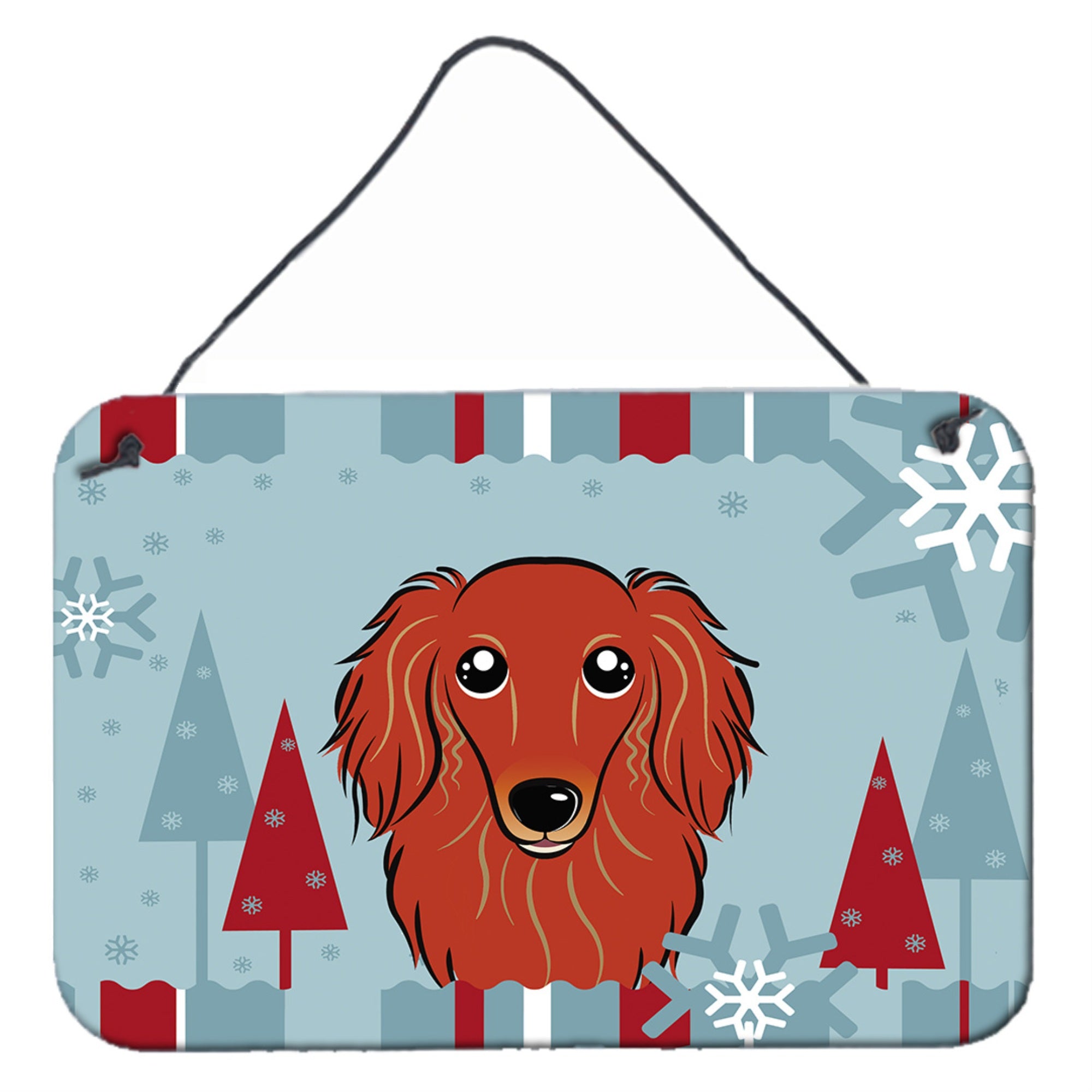 'Caroline'S Treasures Winter Holiday Longhair Red Dachshund Wall Or Door Hanging Prints Bb1710Ds812, 8Hx12W''