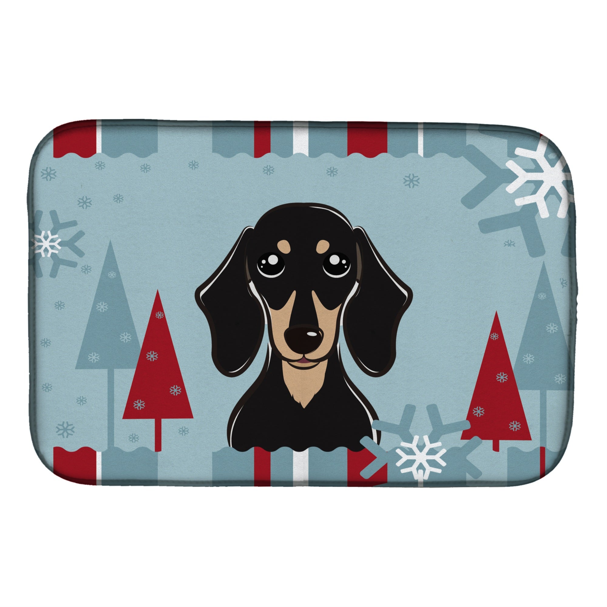 'Caroline'S Treasures Winter Holiday Smooth Black And Tan Dachshund Dish Drying Mat, 14'''' X 21''''''