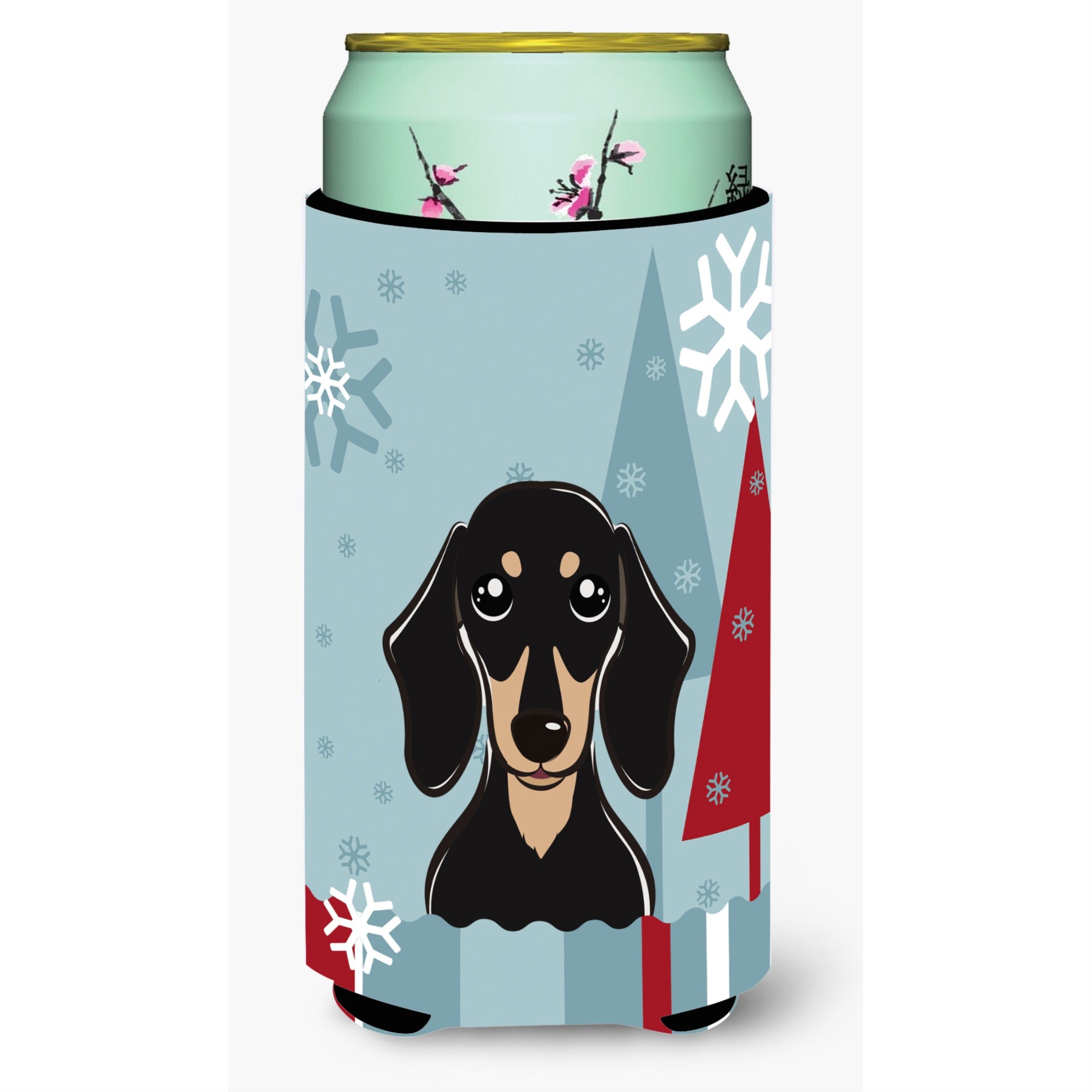 'Caroline'S Treasures Winter Holiday Smooth Black And Tan Dachshund Tall Boy Koozie Hugger, Multicolor''