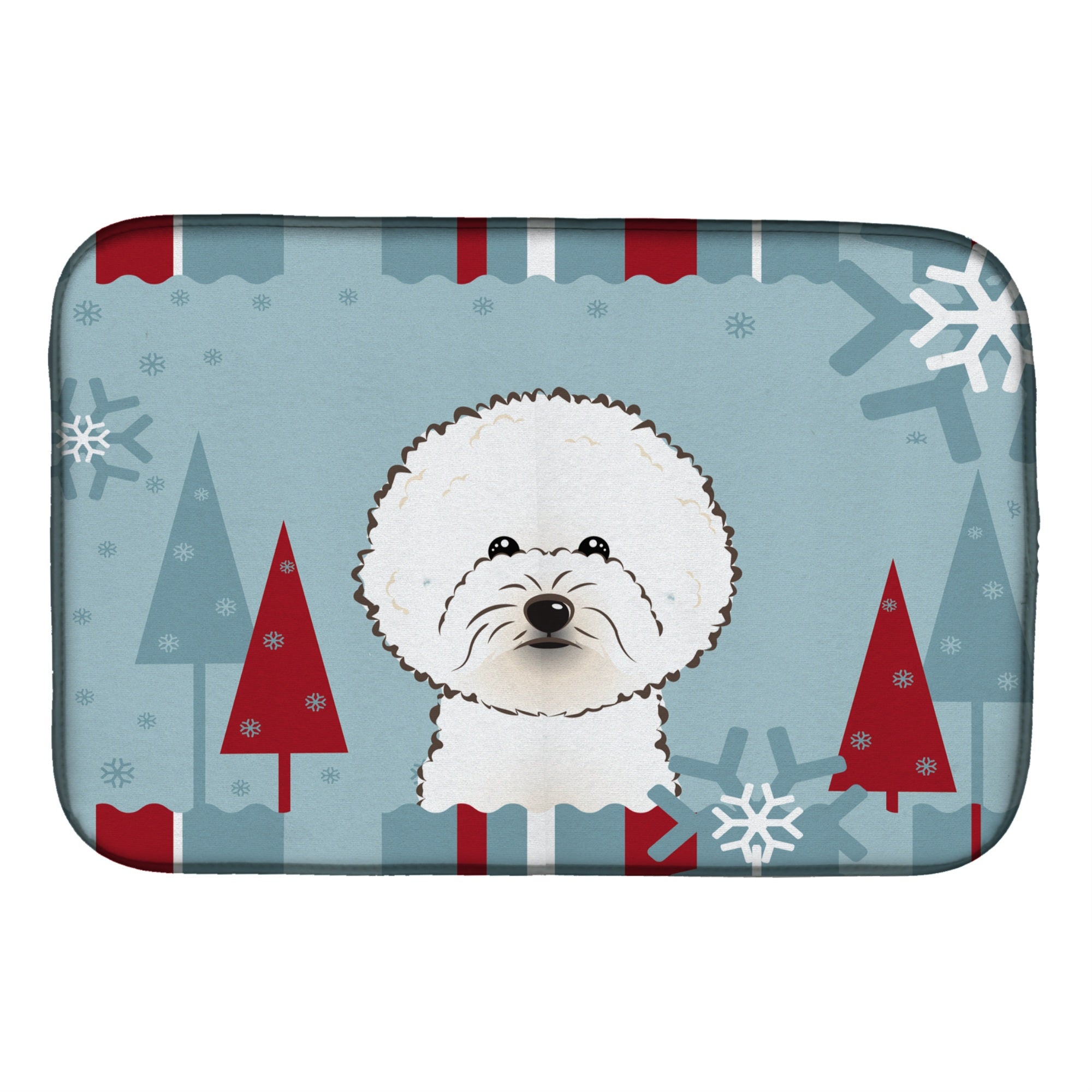 'Caroline'S Treasures Winter Holiday Bichon Frise Dish Drying Mat, 14'''' X 21''''''