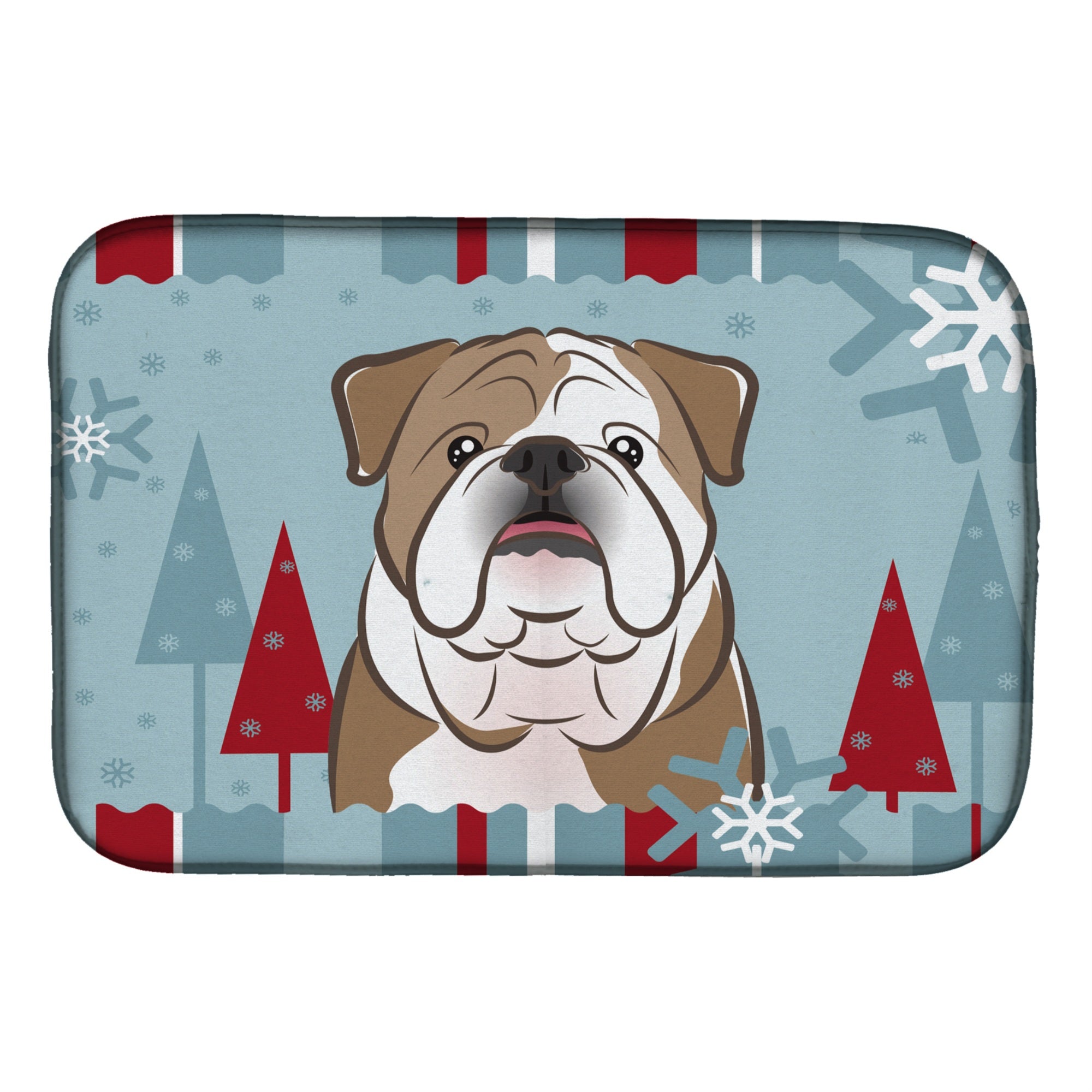 'Caroline'S Treasures Winter Holiday English Bulldog Dish Drying Mat, 14'''' X 21''''''