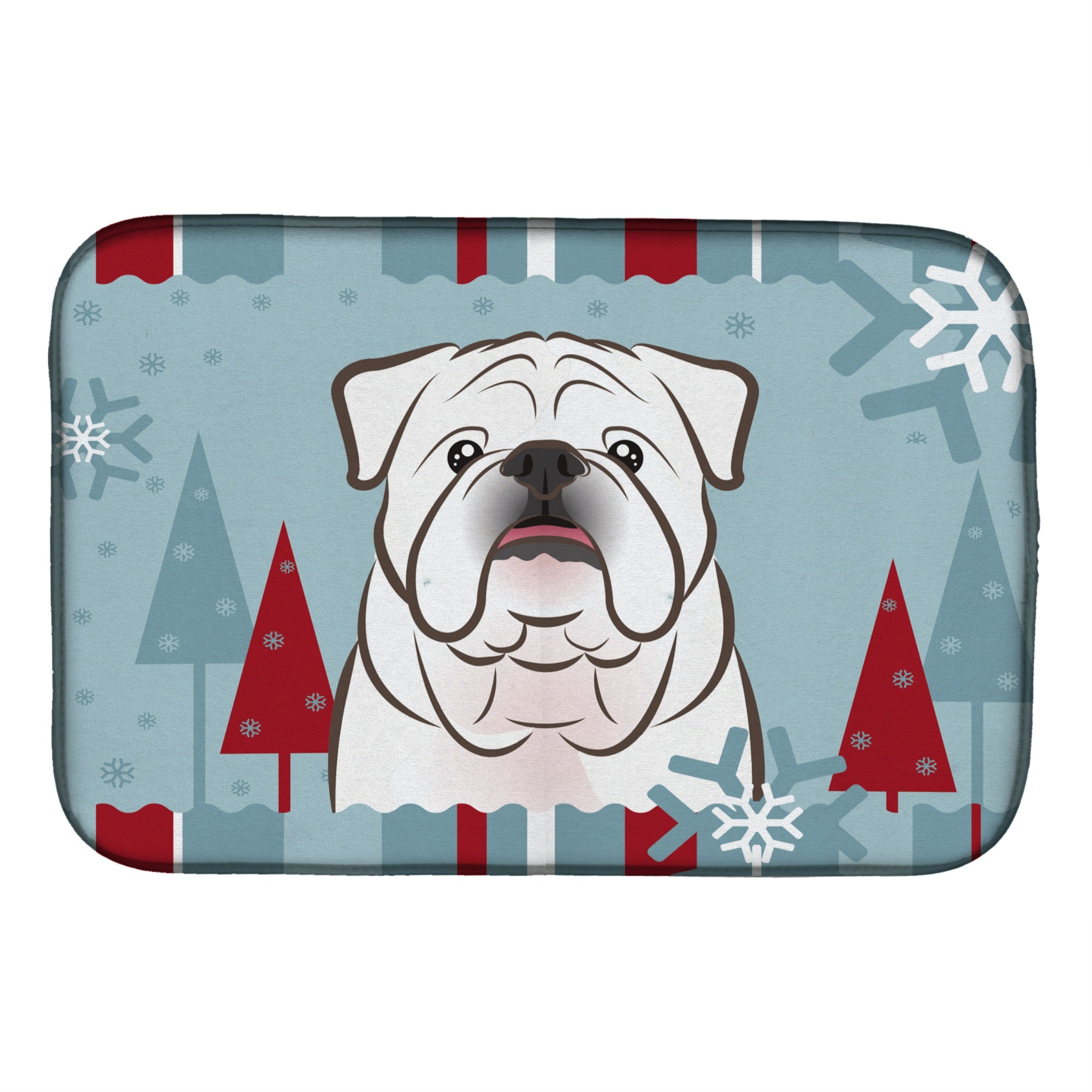 'Caroline'S Treasures Winter Holiday White English Bulldog Dish Drying Mat, 14'''' X 21''''''