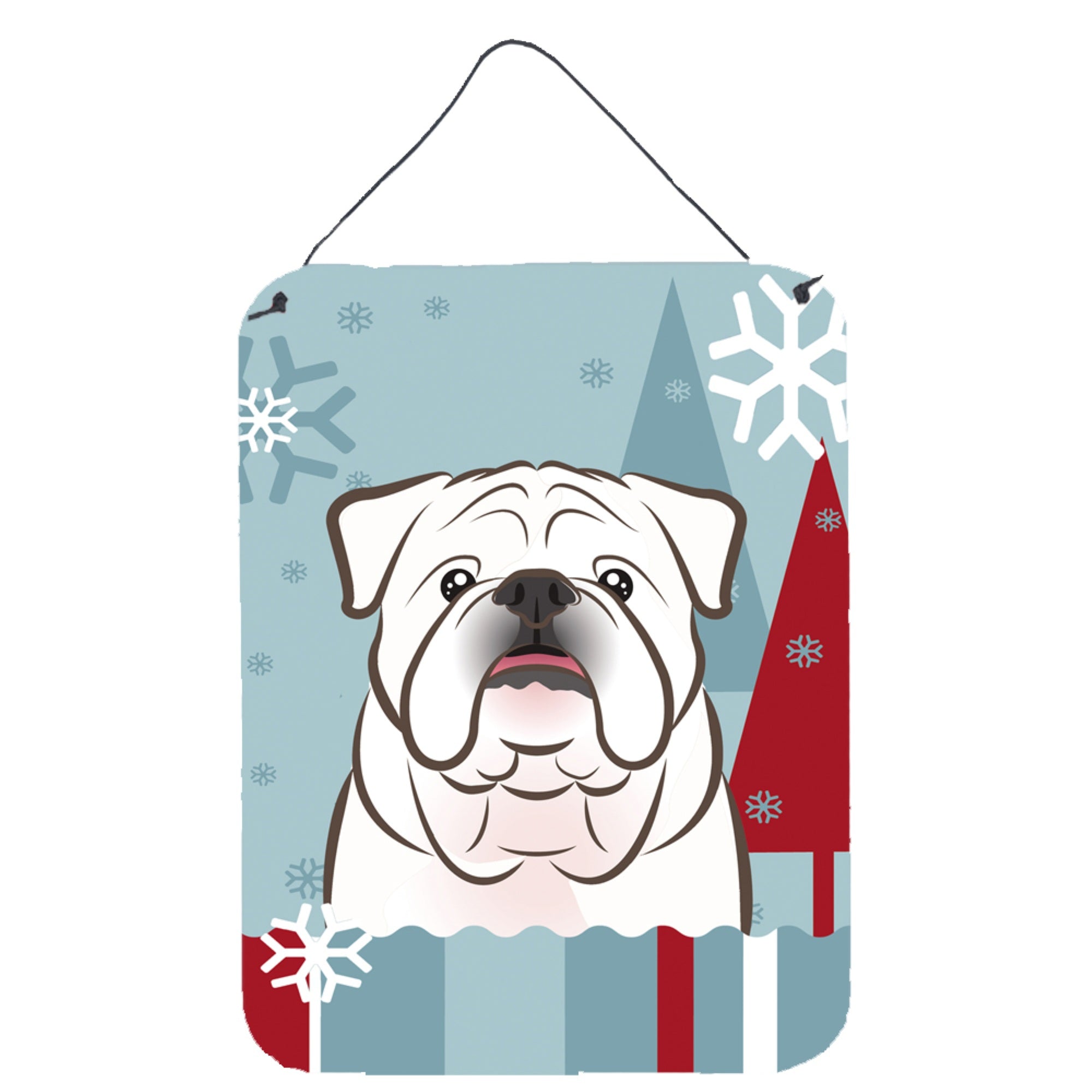 'Caroline'S Treasures Winter Holiday White English Bulldog Wall Or Door Hanging Prints Bb1716Ds1216, 16''''H X 12''''W, Multico
