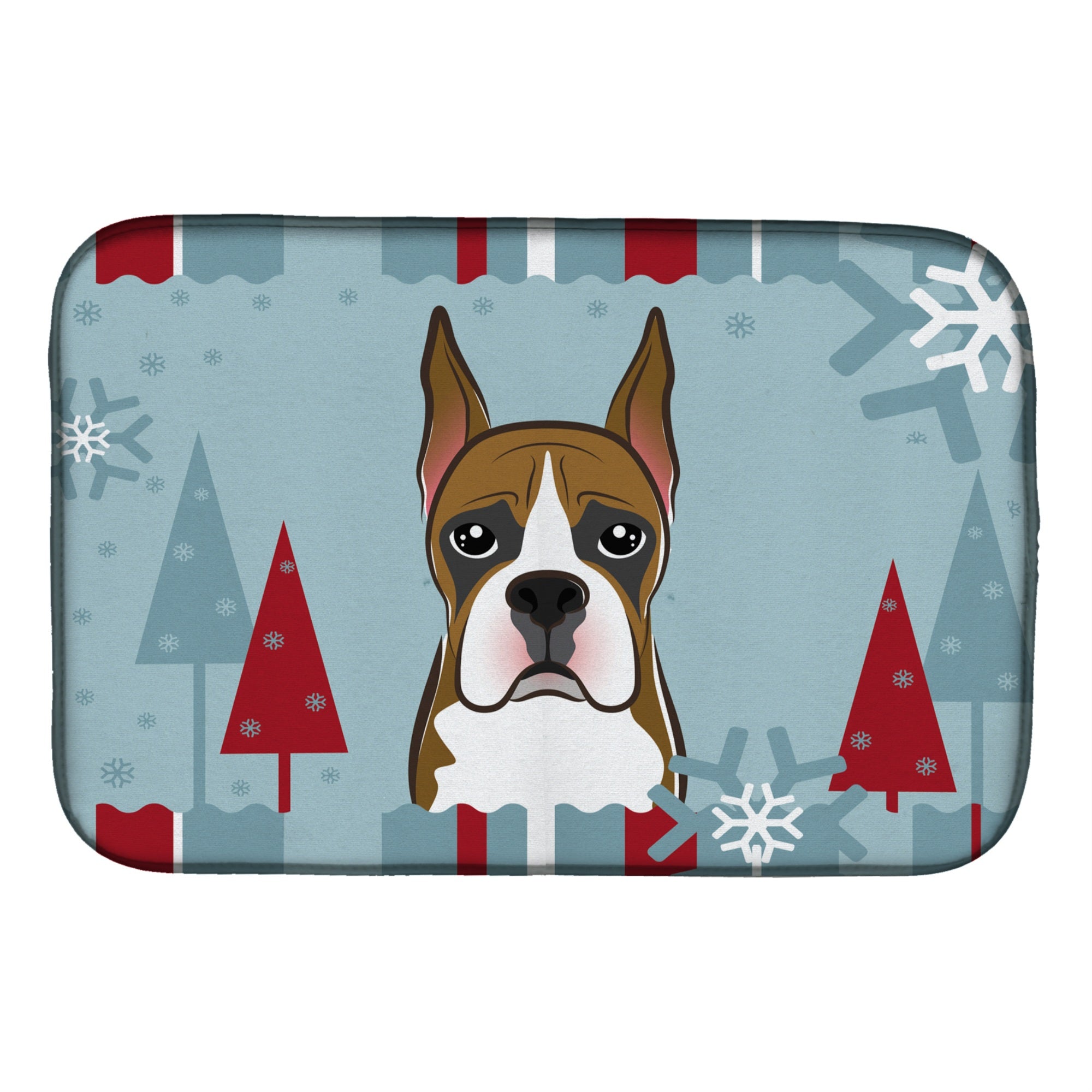 'Caroline'S Treasures Winter Holiday Boxer Dish Drying Mat, 14'''' X 21''''''