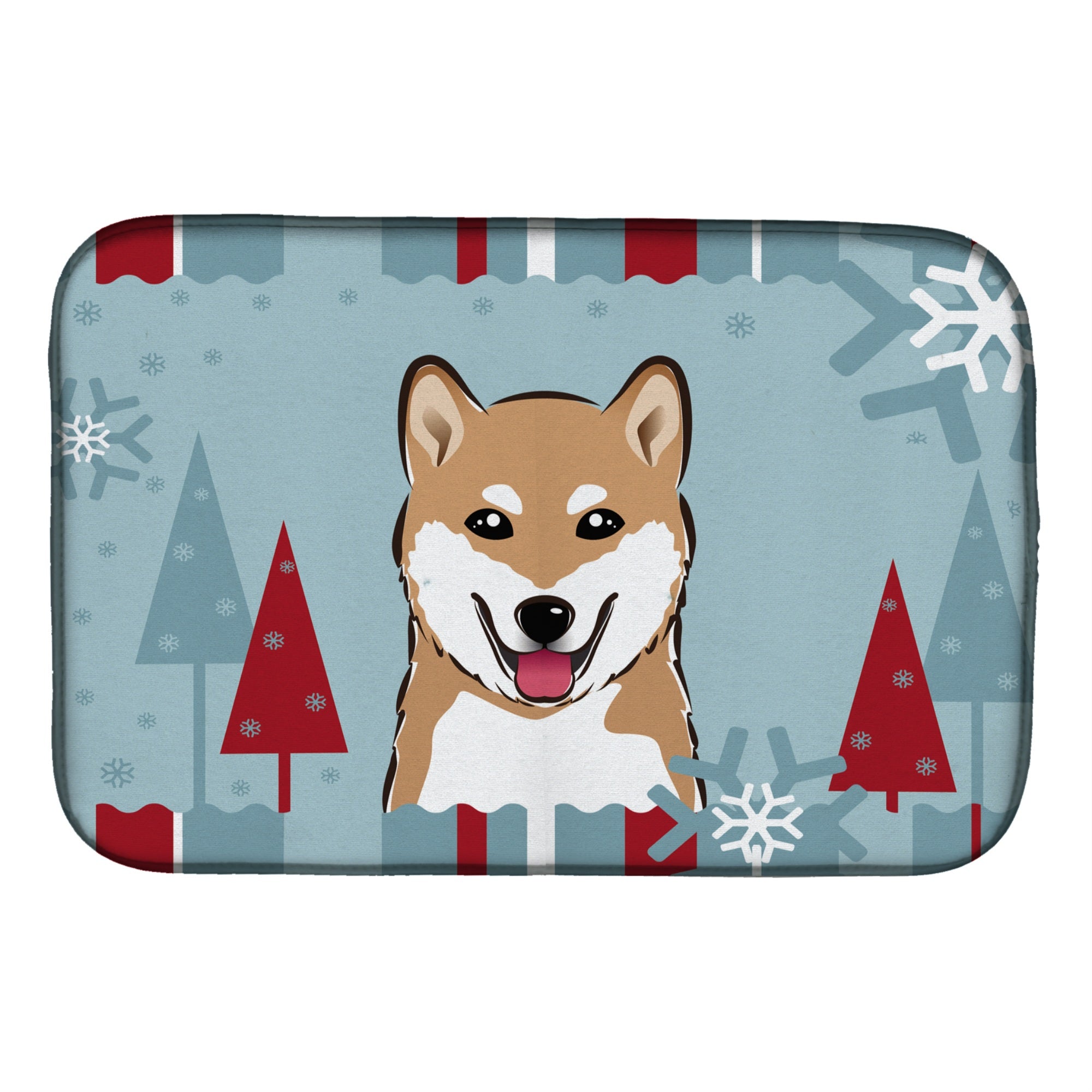'Caroline'S Treasures Winter Holiday Shiba Inu Dish Drying Mat, 14'''' X 21''''''