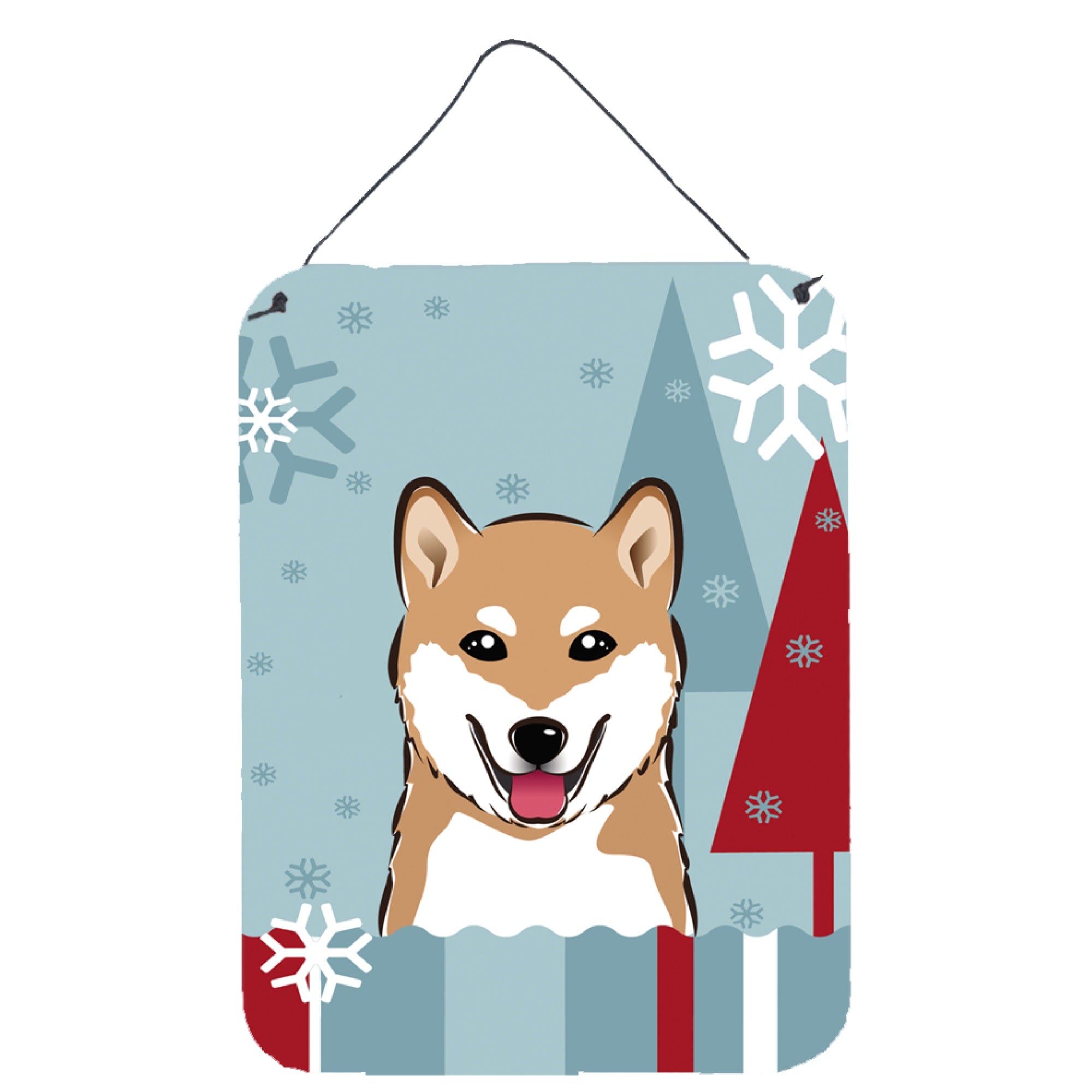 'Caroline'S Treasures Winter Holiday Shiba Inu Wall Or Door Hanging Prints Bb1721Ds1216, 16Hx12W, Multicolor''