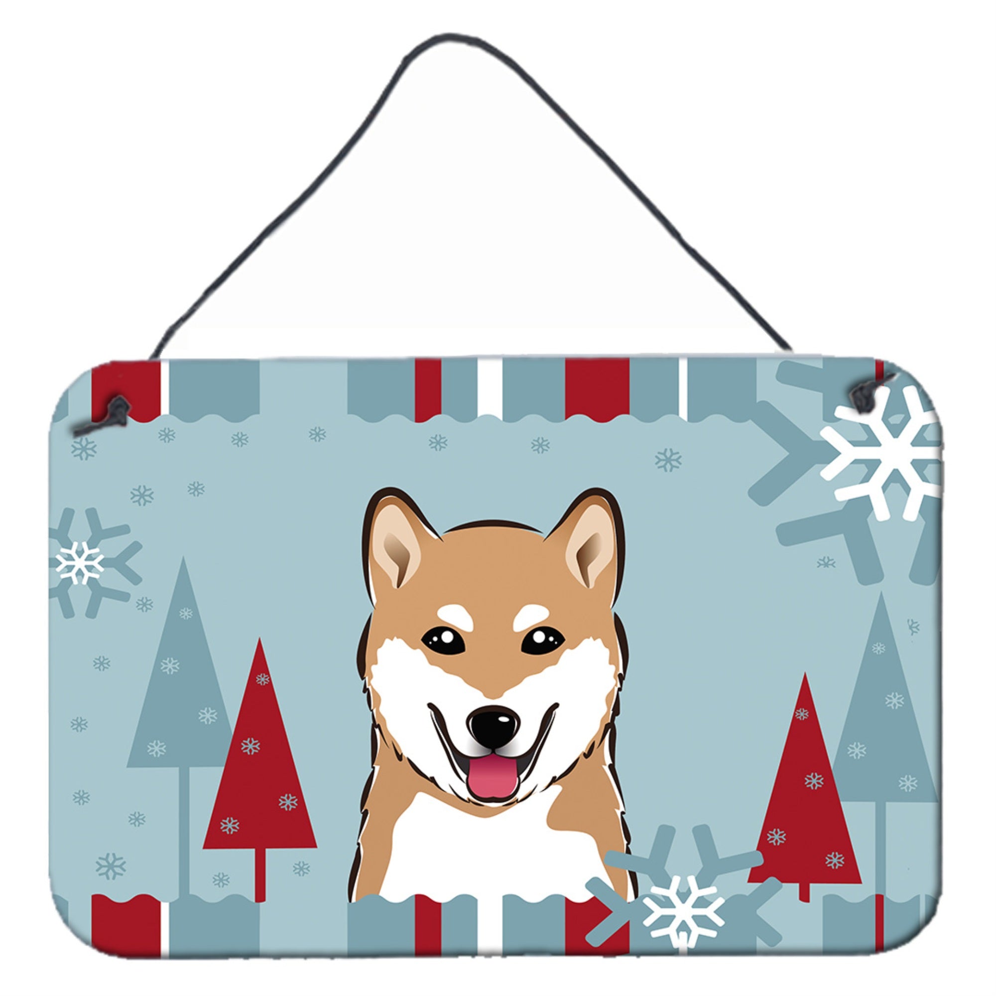 'Caroline'S Treasures Winter Holiday Shiba Inu Wall Or Door Hanging Prints Bb1721Ds812, 8Hx12W, Multicolor''