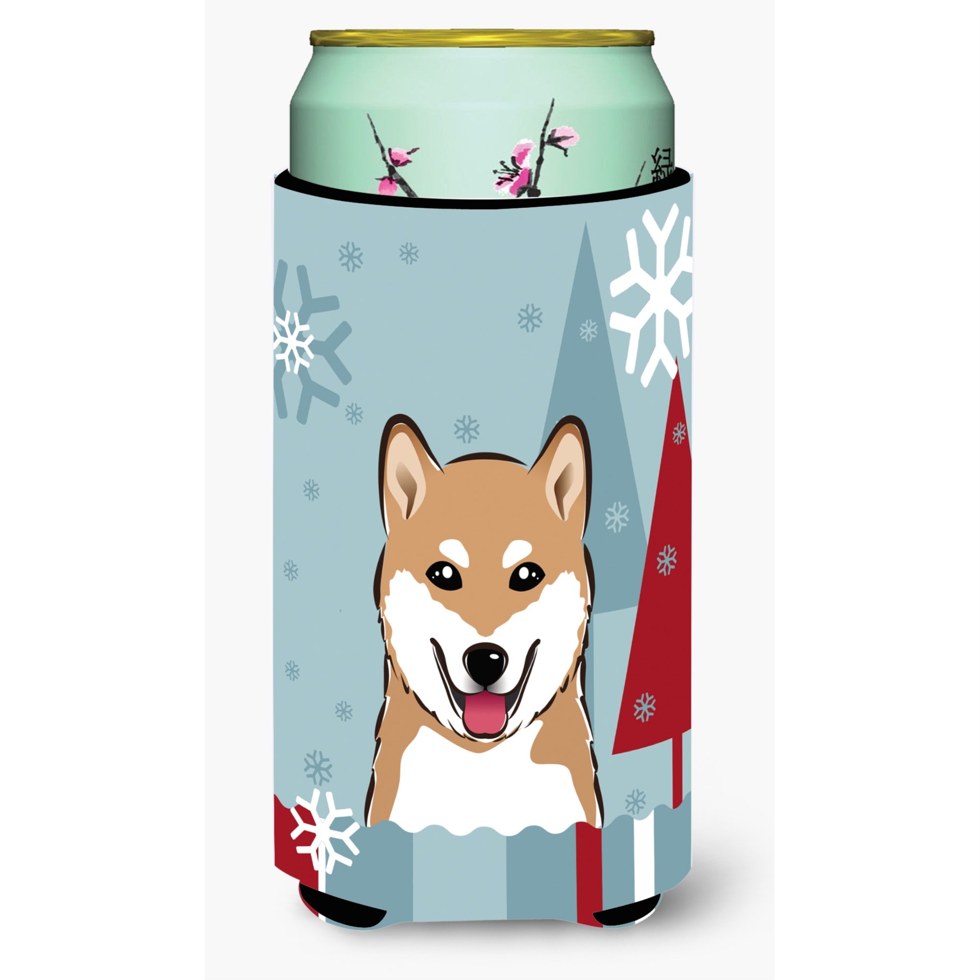 'Caroline'S Treasures Winter Holiday Shiba Inu Tall Boy Koozie Hugger, Multicolor''
