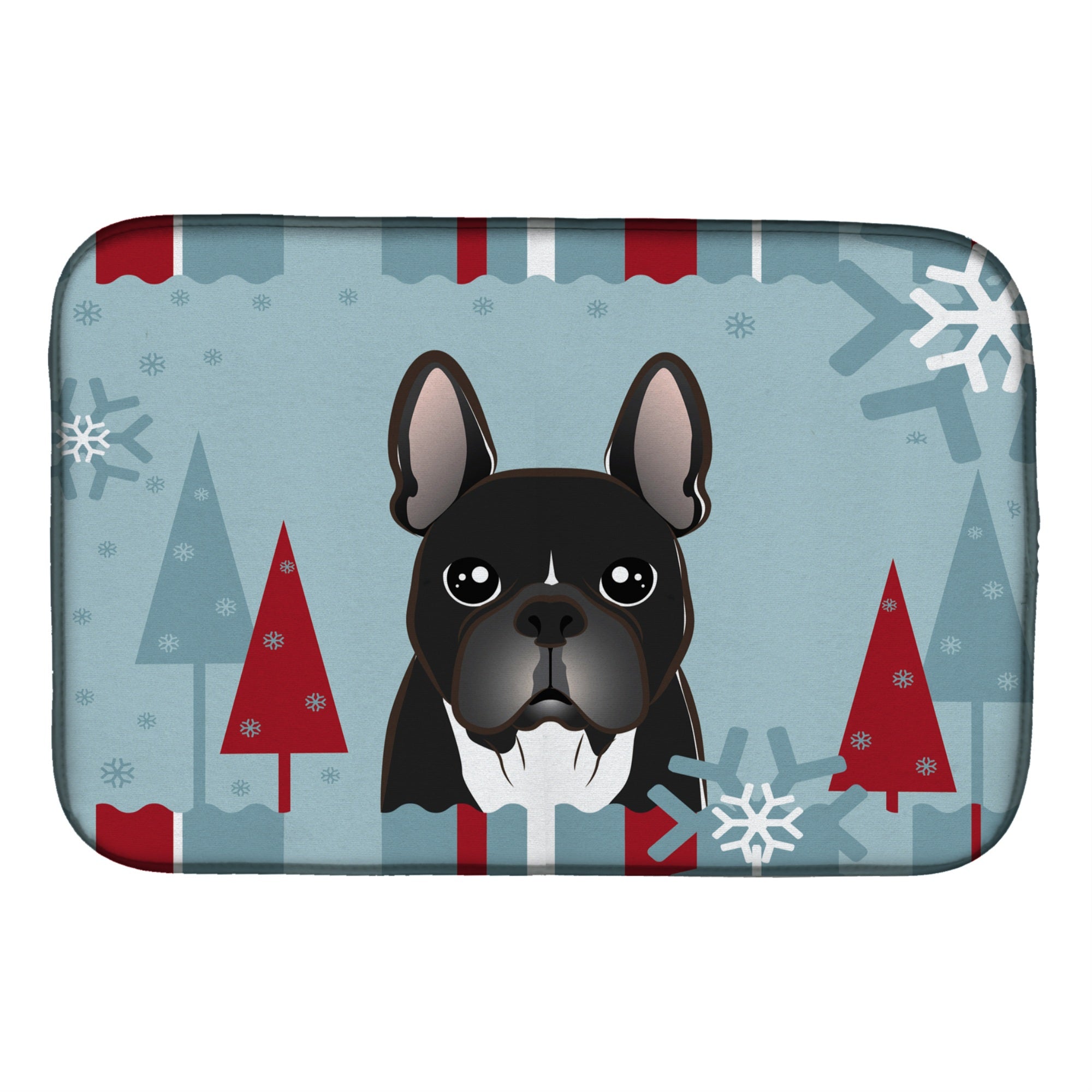 'Caroline'S Treasures Winter Holiday French Bulldog Dish Drying Mat, 14'''' X 21''''''