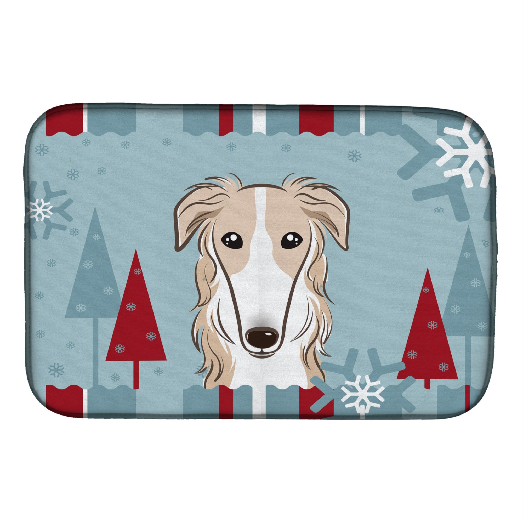 'Caroline'S Treasures Winter Holiday Borzoi Dish Drying Mat, 14'''' X 21''''''
