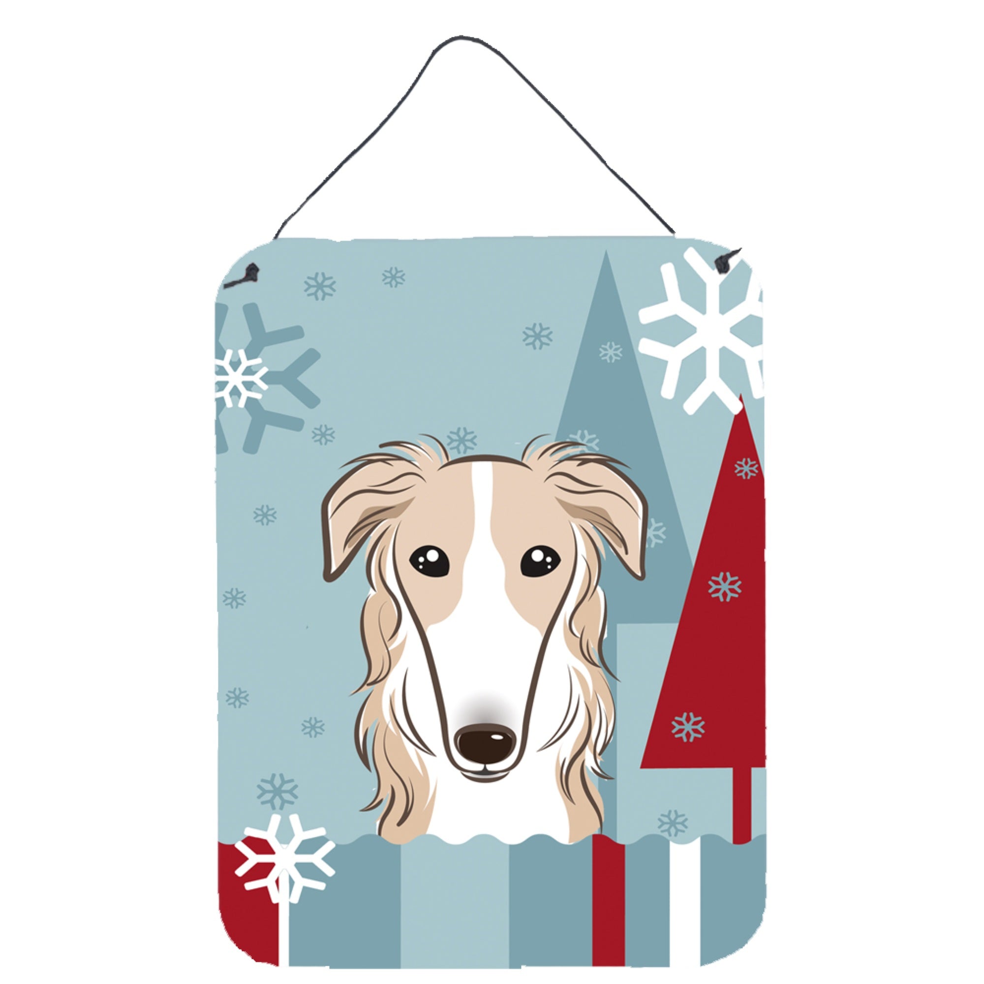 'Caroline'S Treasures Winter Holiday Borzoi Wall Or Door Hanging Prints Bb1724Ds1216, 16Hx12W, Multicolor''