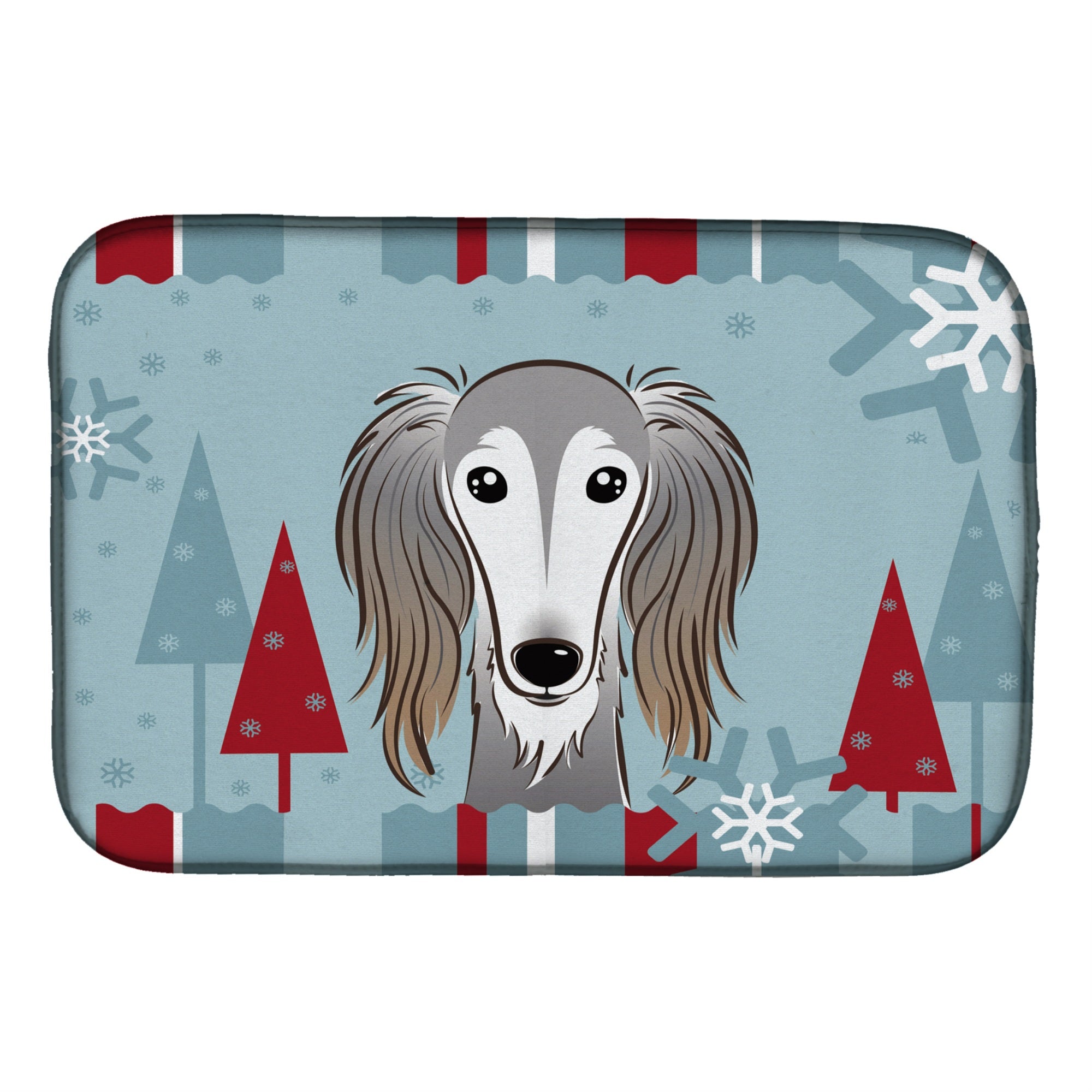 'Caroline'S Treasures Winter Holiday Saluki Dish Drying Mat, 14'''' X 21''''''