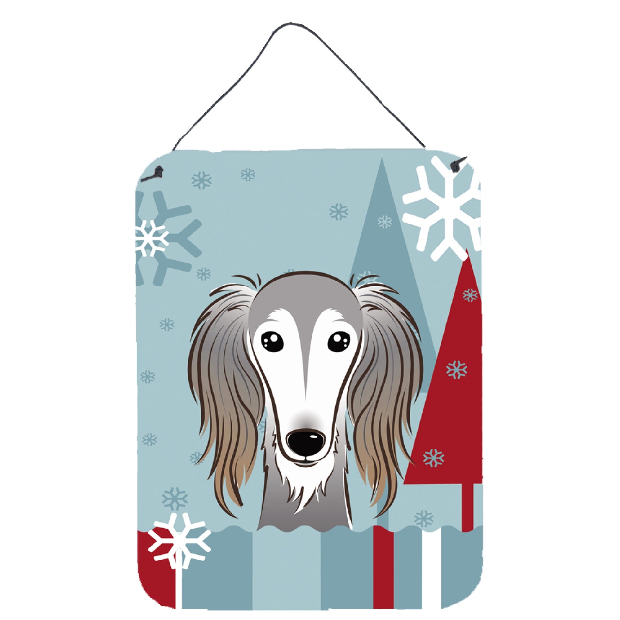 'Caroline'S Treasures Winter Holiday Saluki Wall Or Door Hanging Prints Bb1725Ds1216, 16Hx12W, Multicolor''