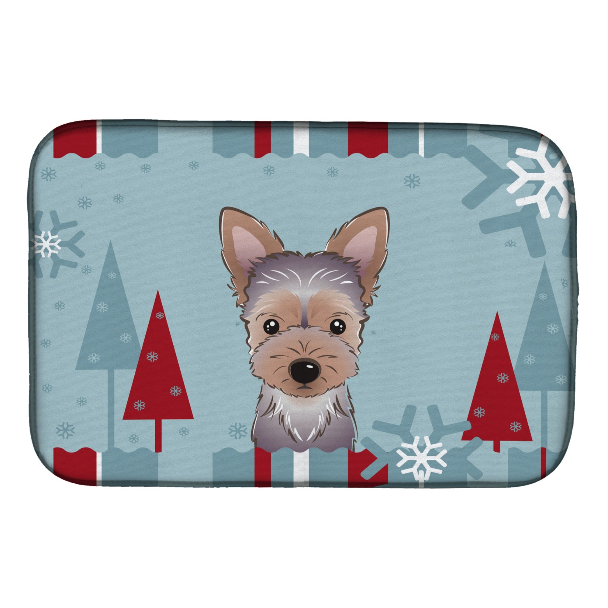'Caroline'S Treasures Winter Holiday Yorkie Puppy Dish Drying Mat, 14 X 21''