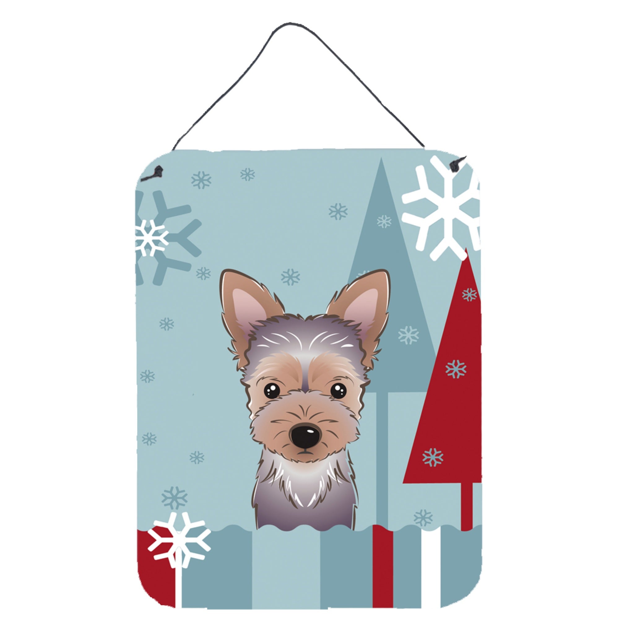 'Caroline'S Treasures Winter Holiday Yorkie Puppy Wall Or Door Hanging Prints Bb1728Ds1216, 16Hx12W, Multicolor''