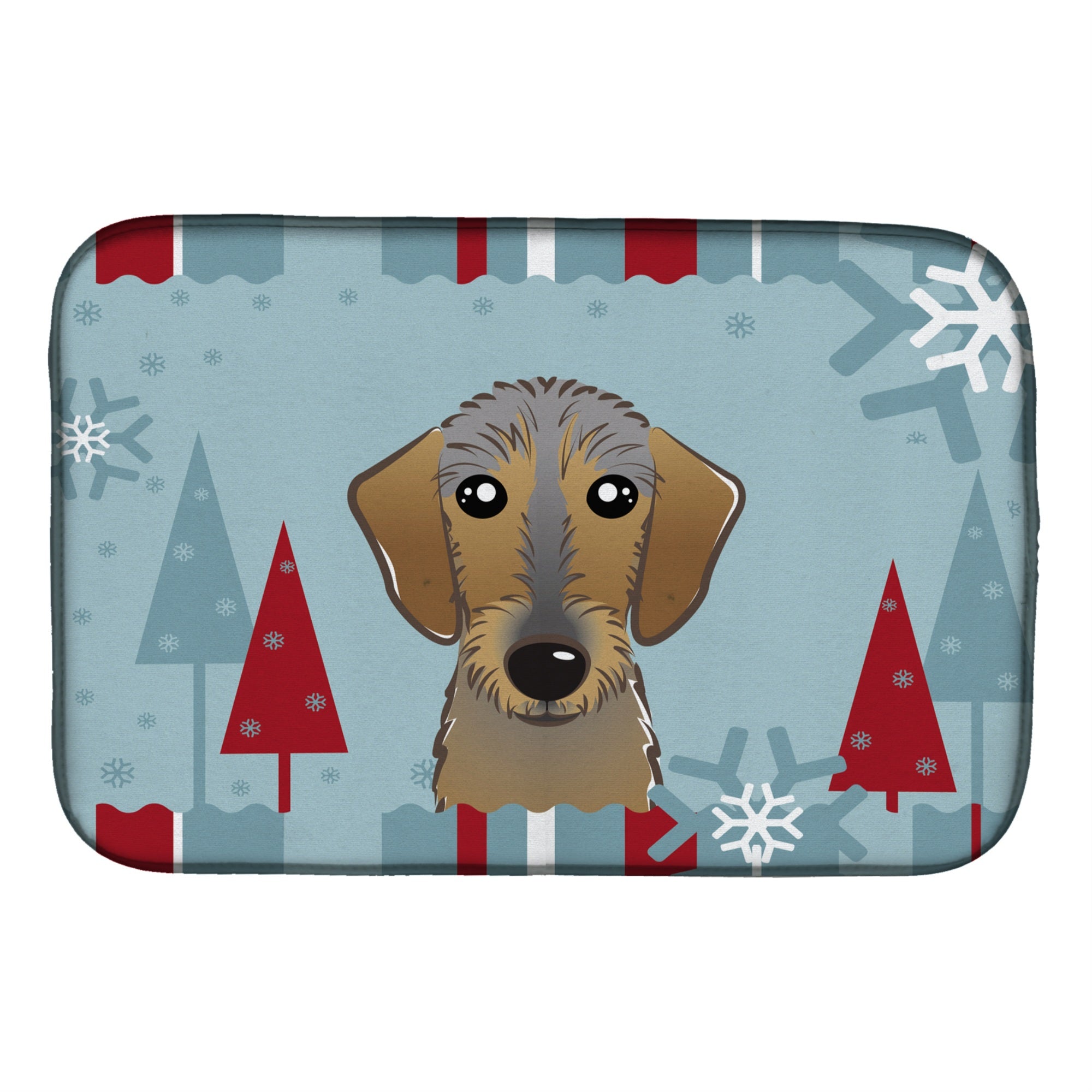 'Caroline'S Treasures Winter Holiday Wirehaired Dachshund Dish Drying Mat, 14'''' X 21''''''