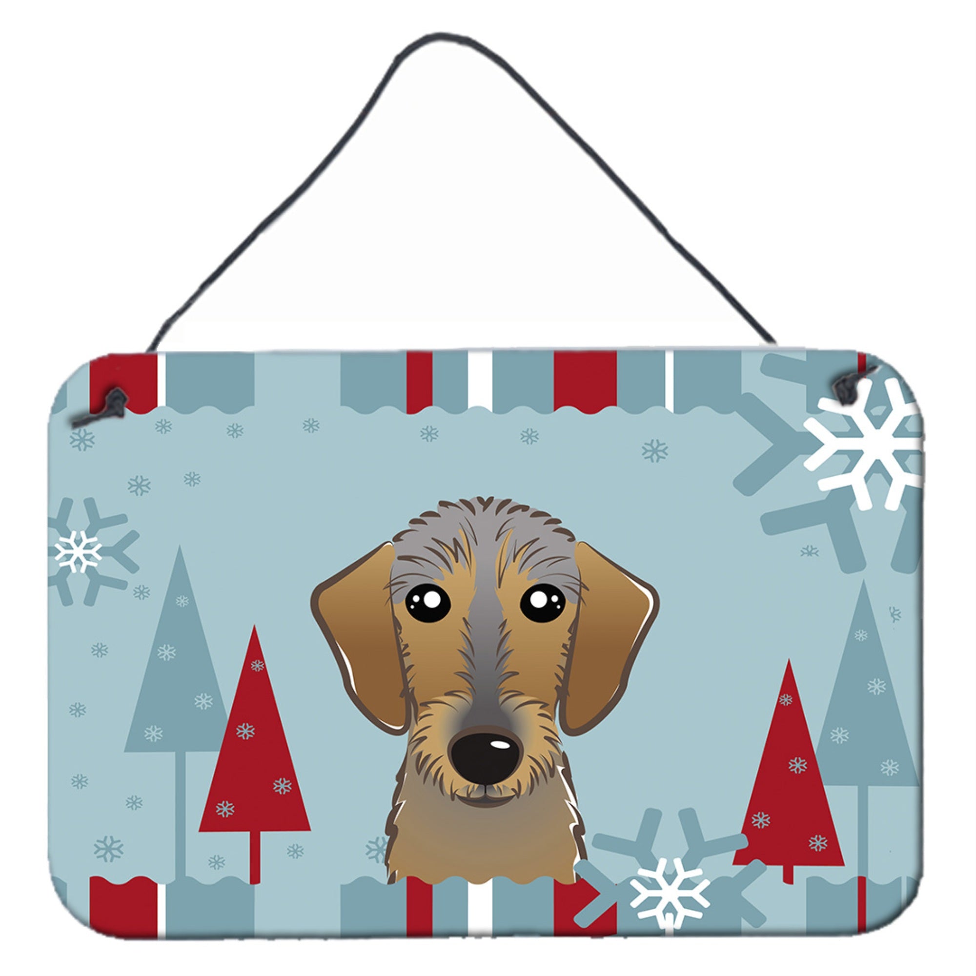 'Caroline'S Treasures Winter Holiday Wirehaired Dachshund Wall Or Door Hanging Prints Bb1729Ds812, 8Hx12W''