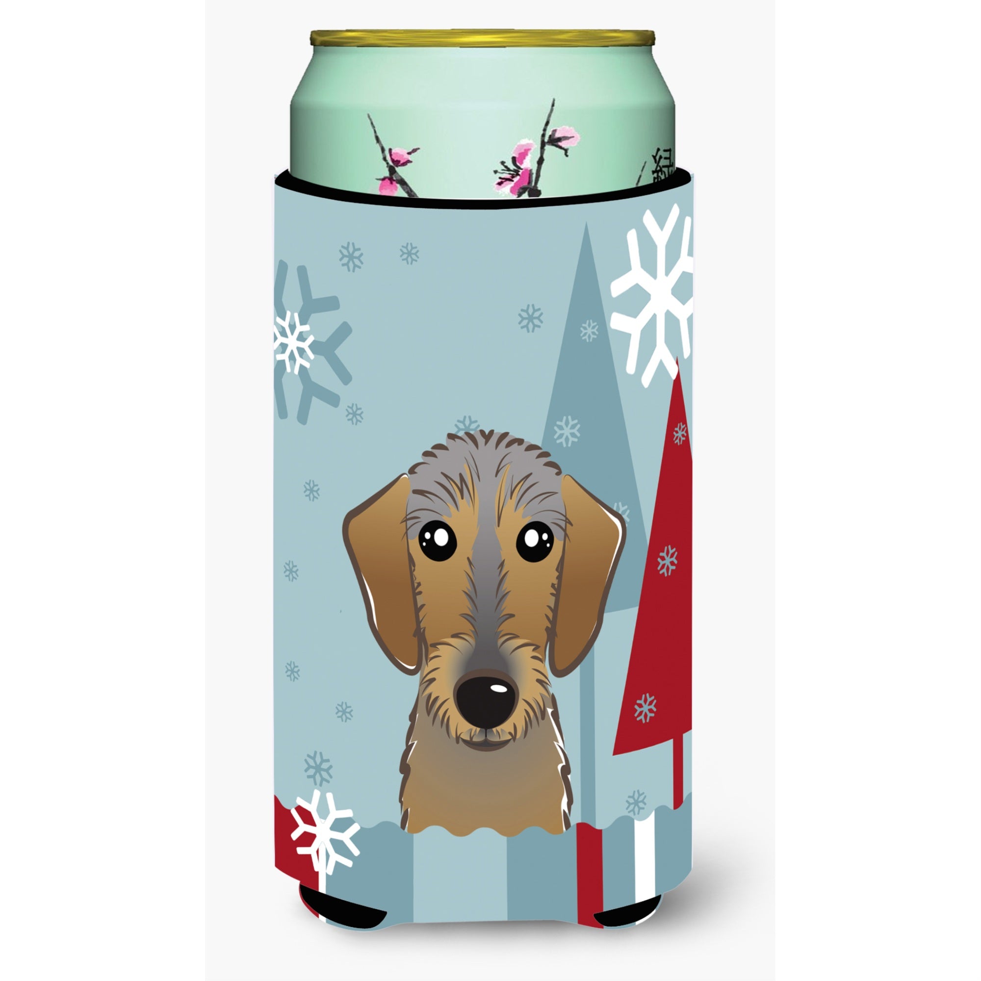 'Caroline'S Treasures Winter Holiday Wirehaired Dachshund Tall Boy Koozie Hugger, Multicolor''