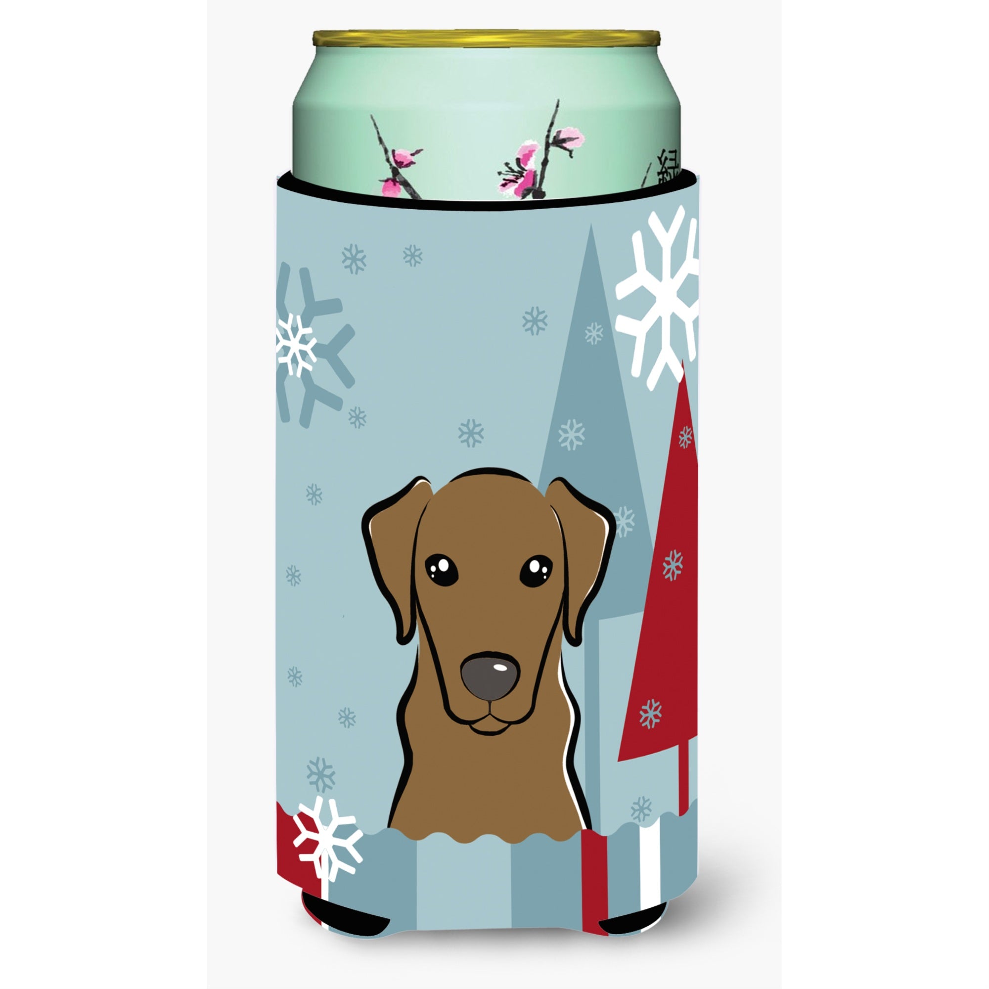 'Caroline'S Treasures Winter Holiday Chocolate Labrador Tall Boy Koozie Hugger, Multicolor''