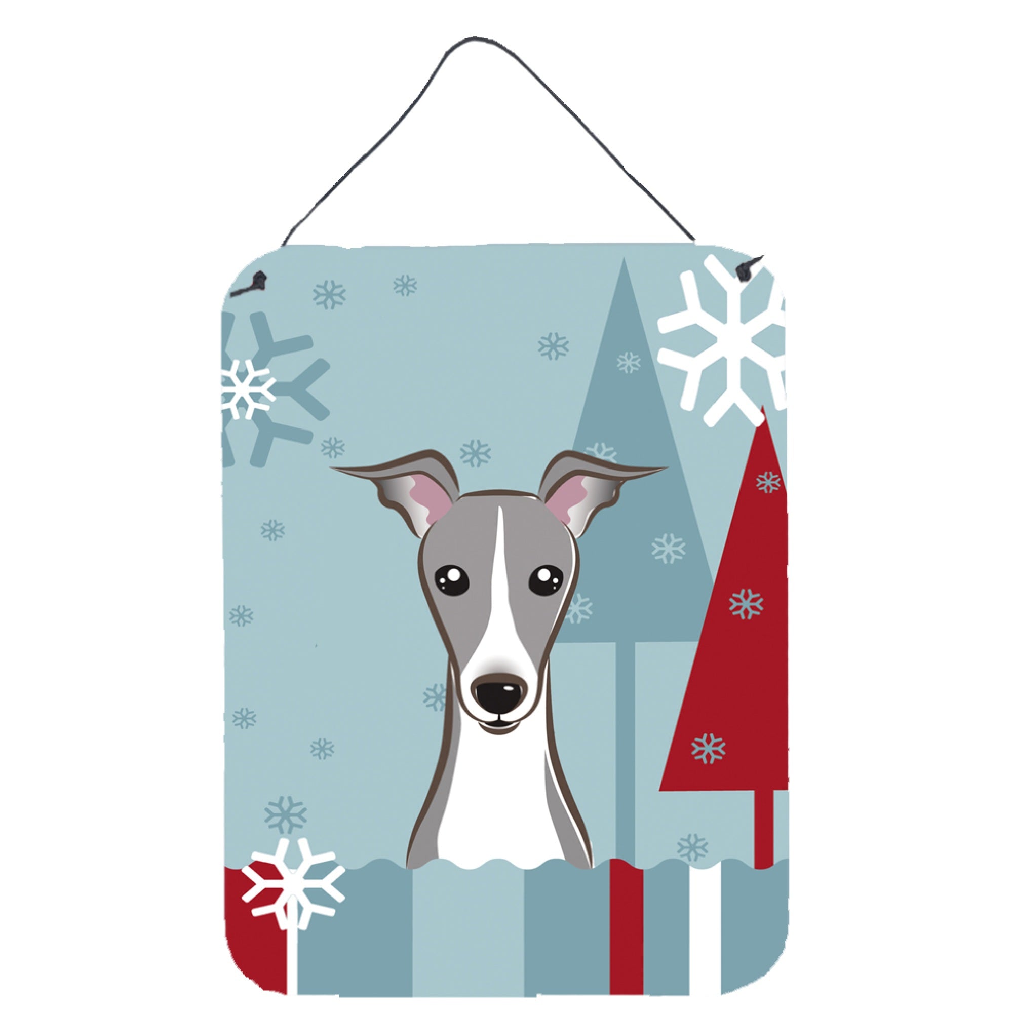 'Caroline'S Treasures Winter Holiday Italian Greyhound Wall Or Door Hanging Prints Bb1732Ds1216, 16Hx12W, Multicolor''