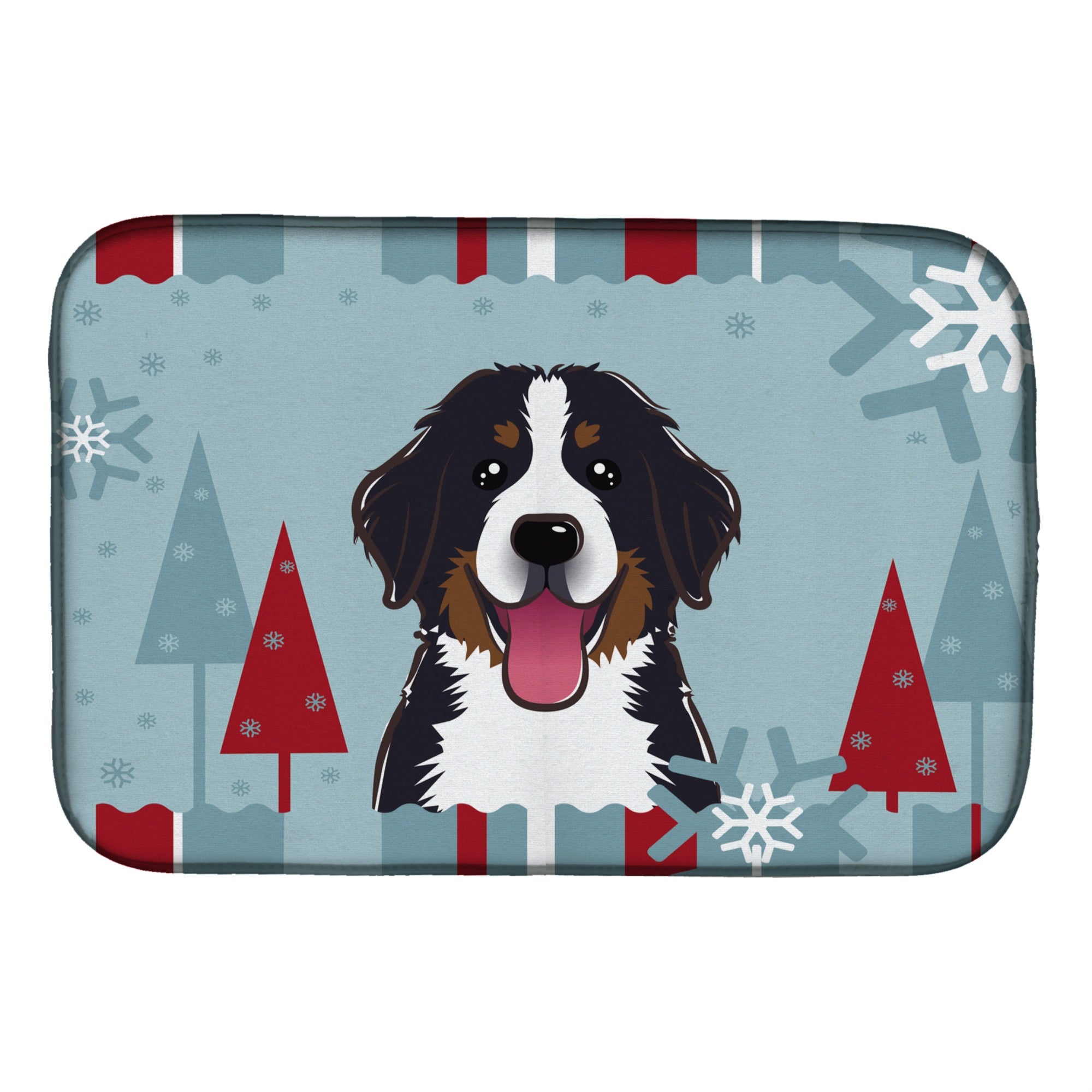 'Caroline'S Treasures Winter Holiday Bernese Mountain Dog Dish Drying Mat, 14'''' X 21''''''
