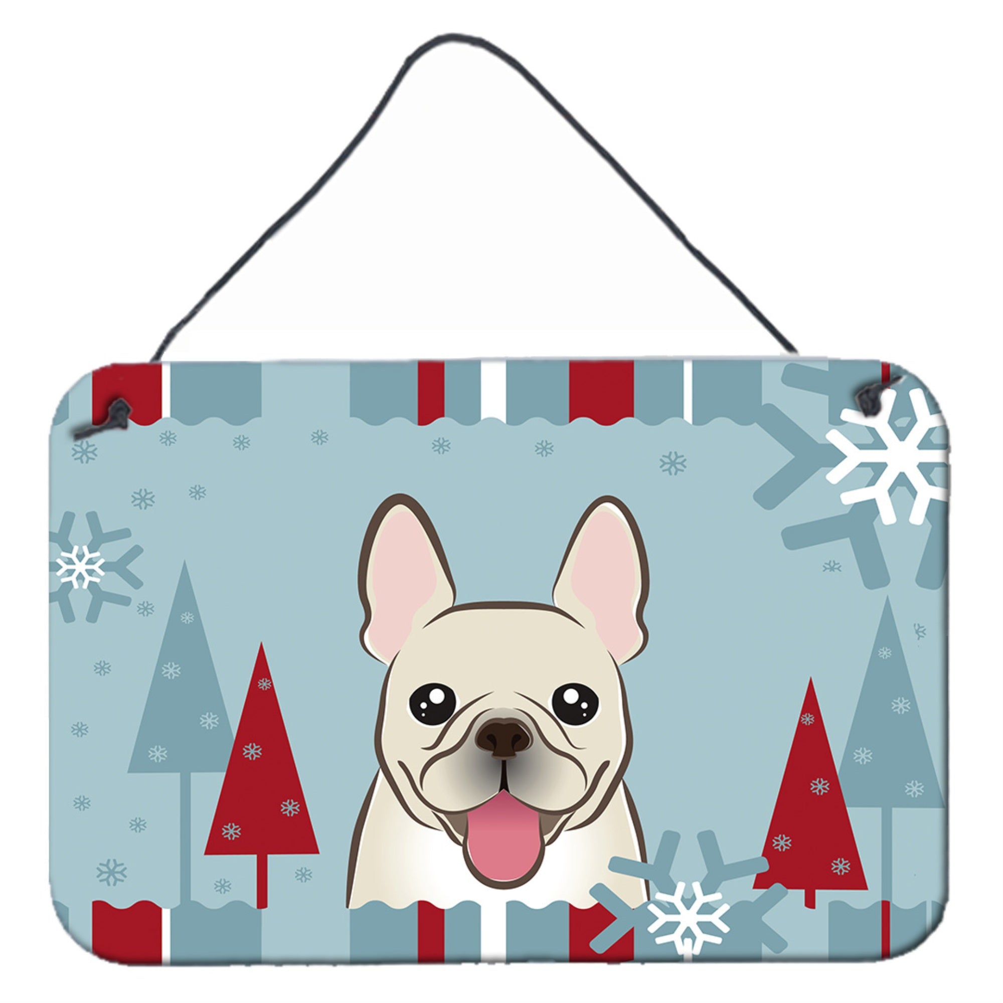 'Caroline'S Treasures Winter Holiday French Bulldog Wall Or Door Hanging Prints Bb1734Ds812, 8Hx12W''