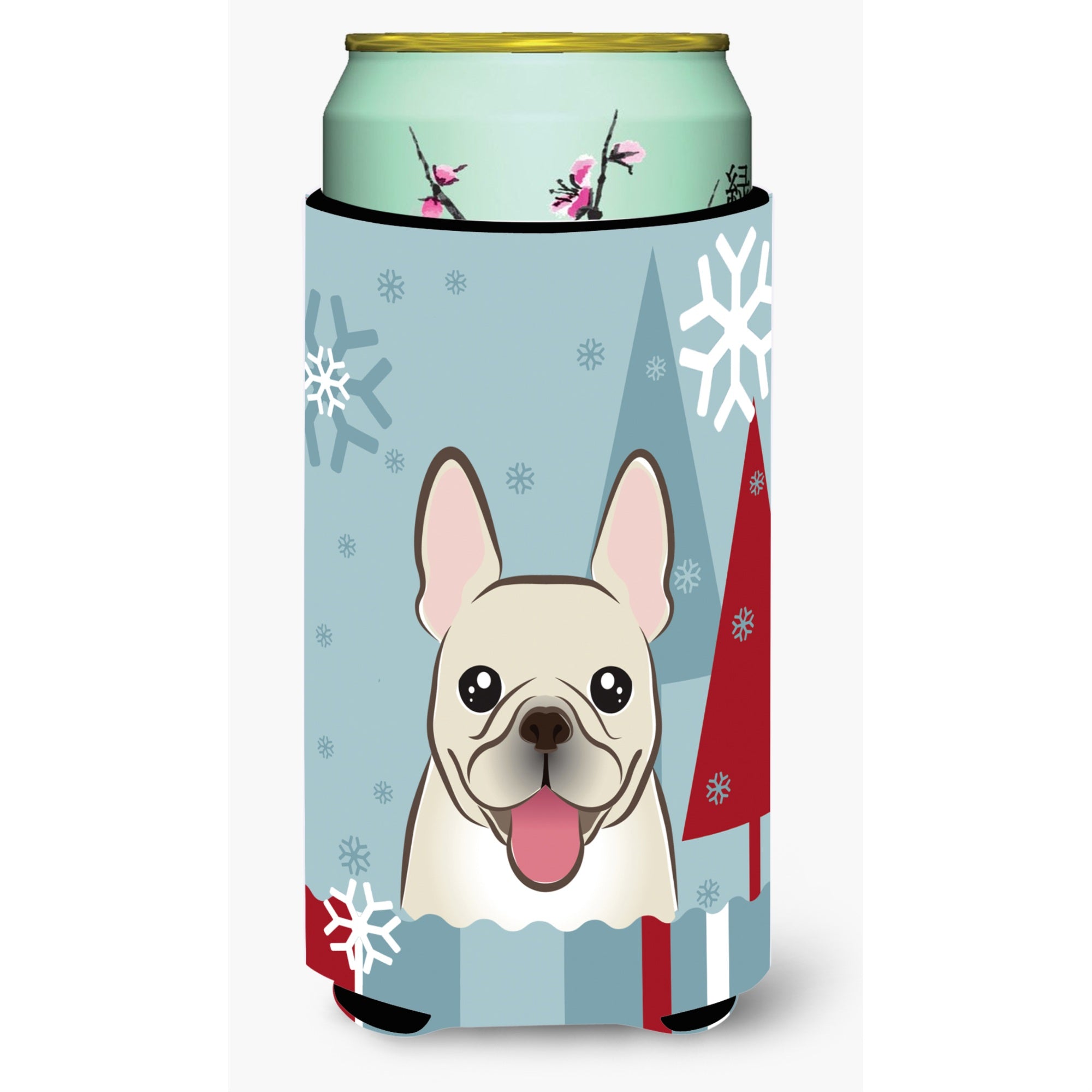 'Caroline'S Treasures Bb1734Tbc Winter Holiday French Bulldog Tall Boy Koozie Hugger, Multicolor''