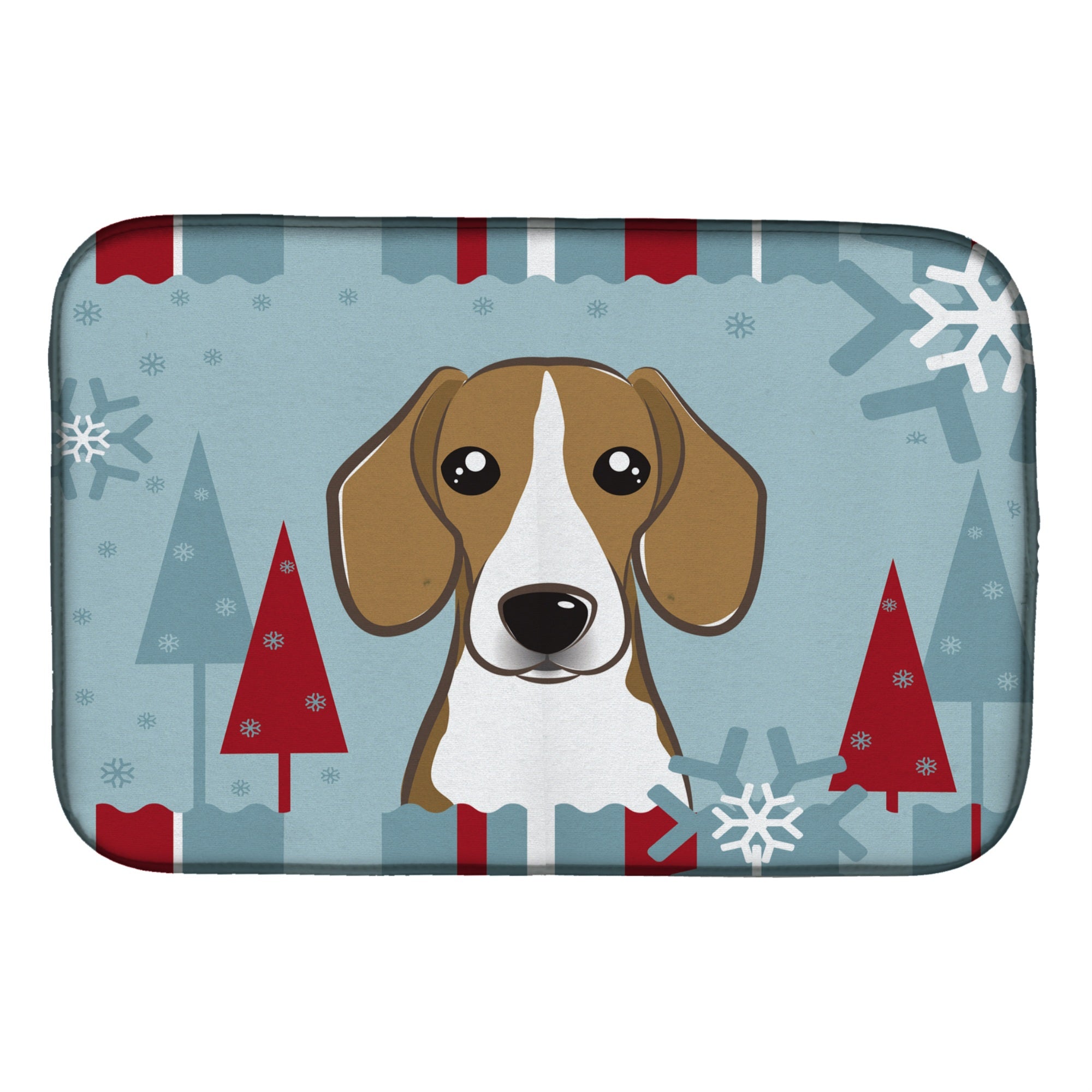 'Caroline'S Treasures Winter Holiday Beagle Dish Drying Mat, 14'''' X 21''''''