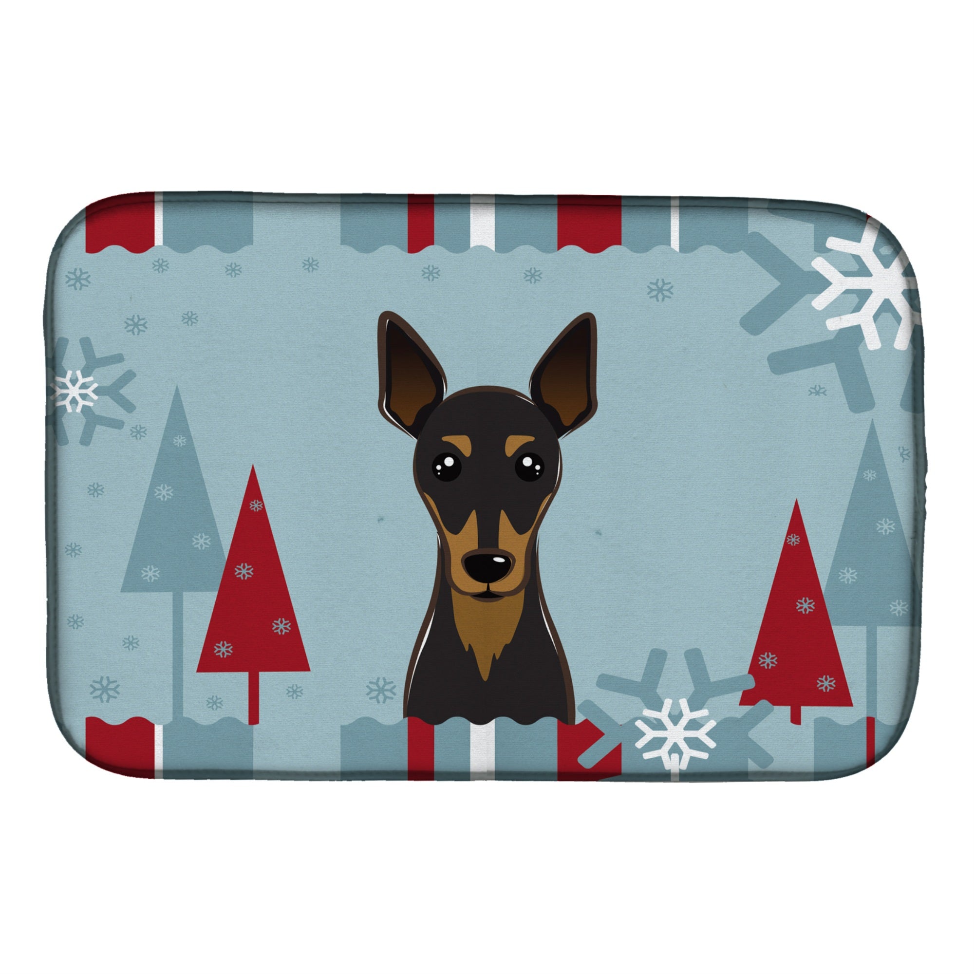 'Caroline'S Treasures Winter Holiday Min Pin Dish Drying Mat, 14'''' X 21''''''