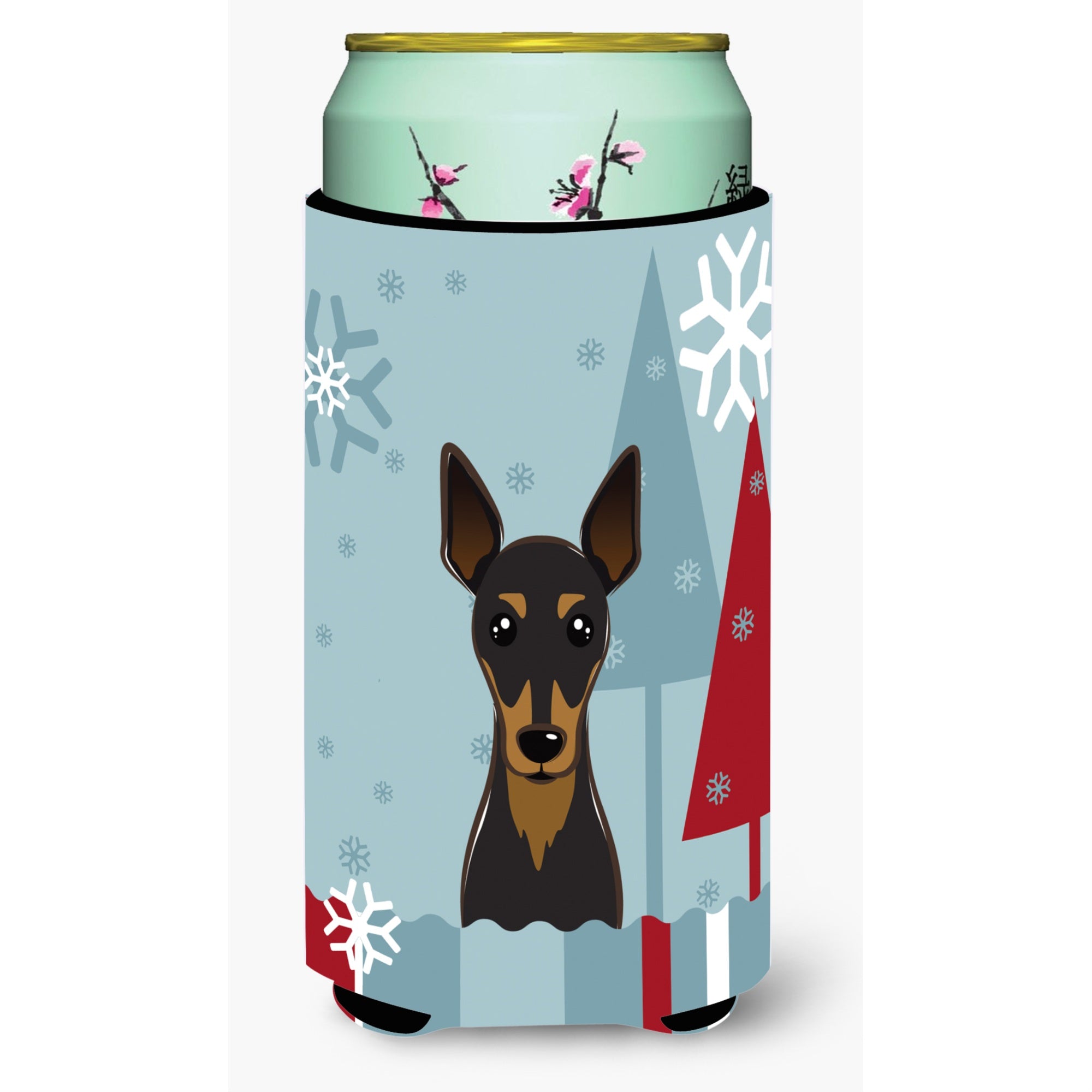 'Caroline'S Treasures Winter Holiday Min Pin Tall Boy Koozie Hugger, Multicolor''