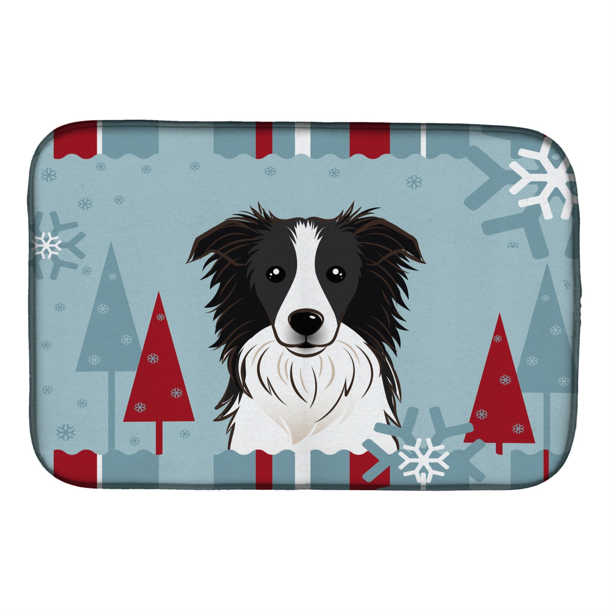 'Caroline'S Treasures Winter Holiday Border Collie Dish Drying Mat, 14'''' X 21''''''