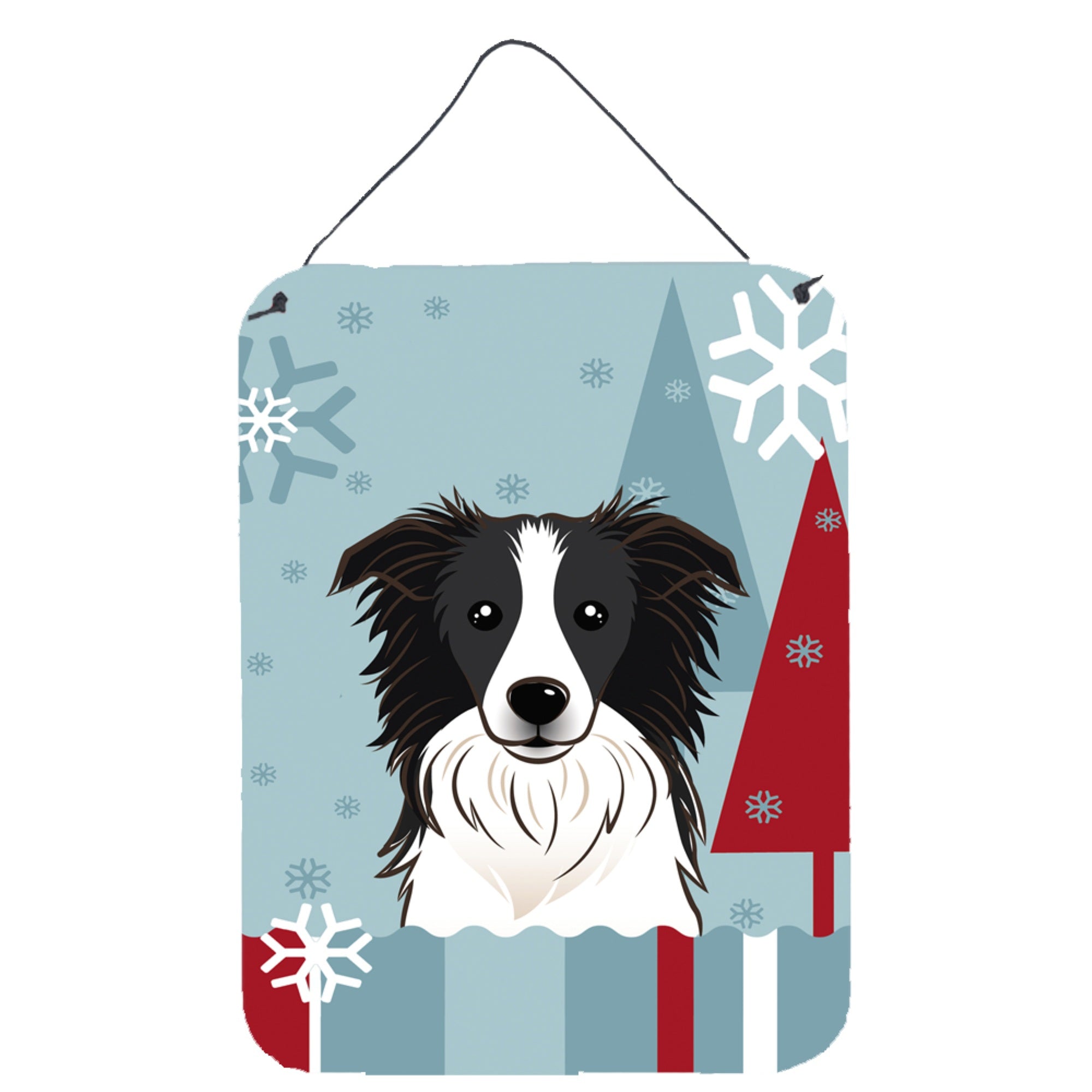 'Caroline'S Treasures Winter Holiday Border Collie Wall Or Door Hanging Prints Bb1737Ds1216, 16Hx12W, Multicolor''