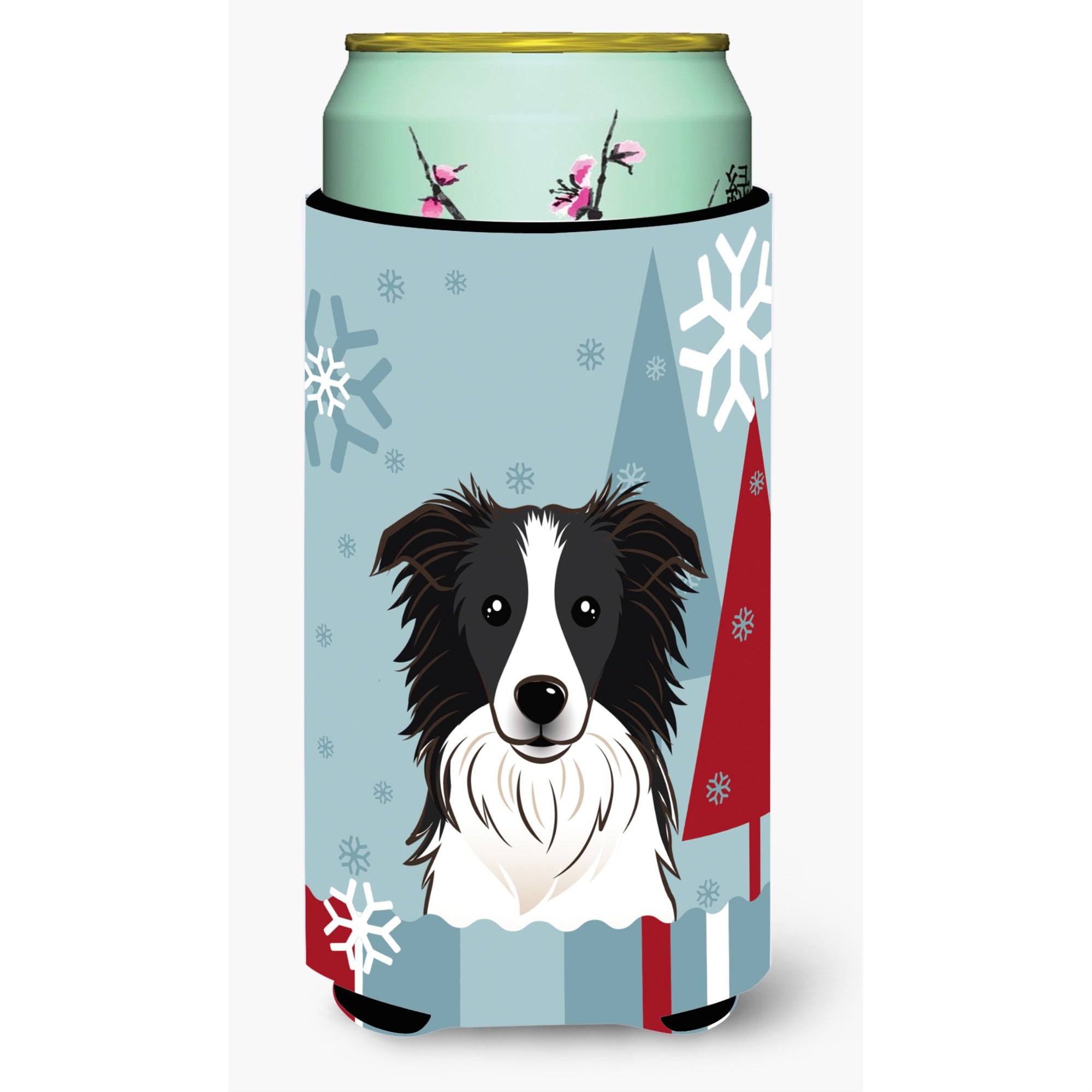'Caroline'S Treasures Winter Holiday Border Collie Tall Boy Koozie Hugger, Multicolor''