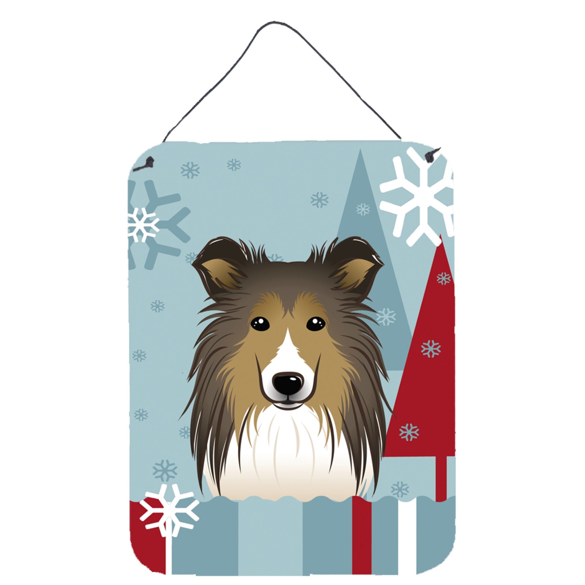 'Caroline'S Treasures Winter Holiday Sheltie Wall Or Door Hanging Prints Bb1738Ds1216, 16Hx12W, Multicolor''