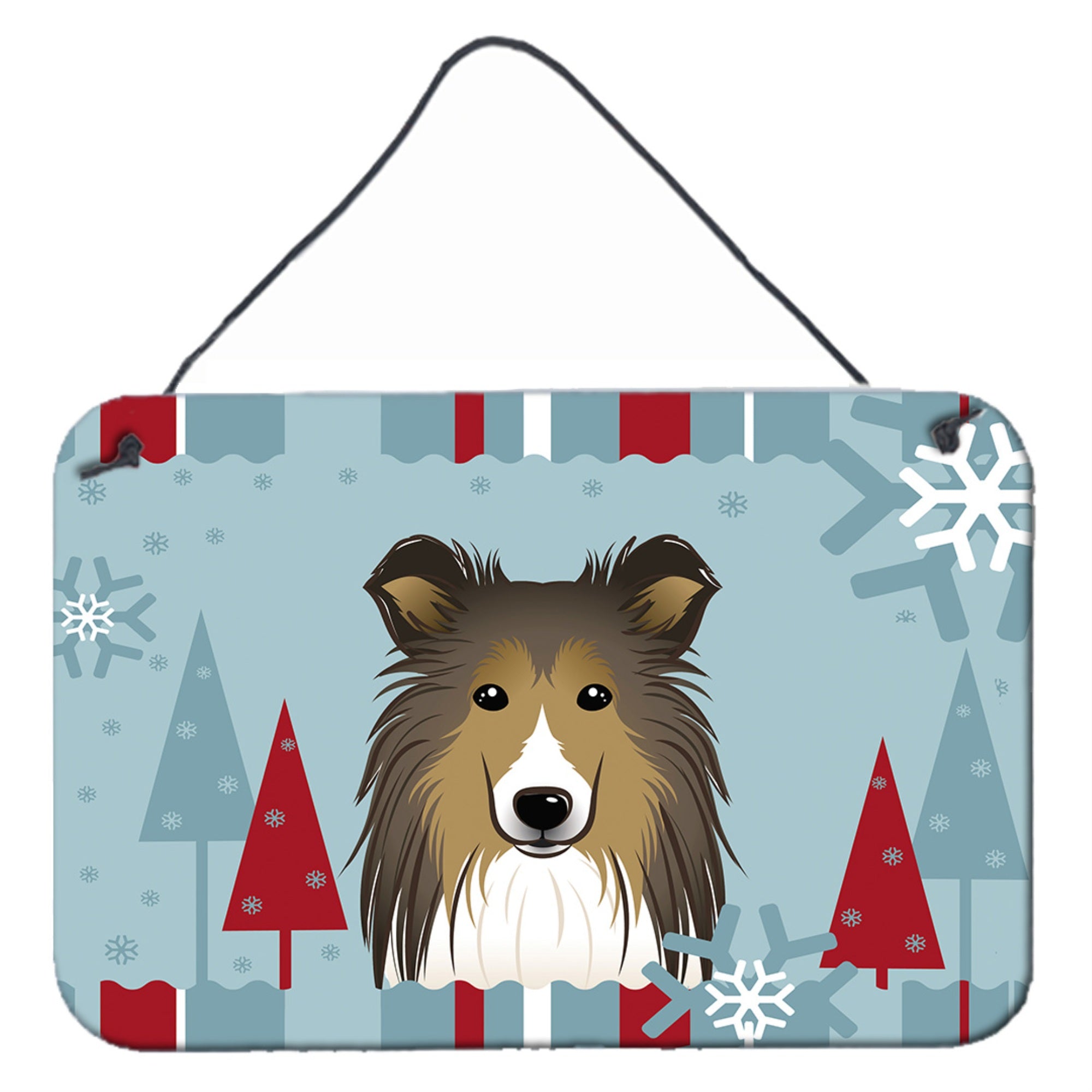 'Caroline'S Treasures Winter Holiday Sheltie Wall Or Door Hanging Prints Bb1738Ds812, 8Hx12W''