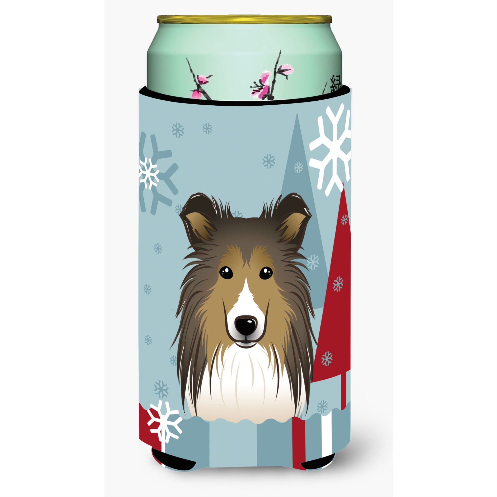'Caroline'S Treasures Winter Holiday Sheltie Tall Boy Koozie Hugger, Multicolor''