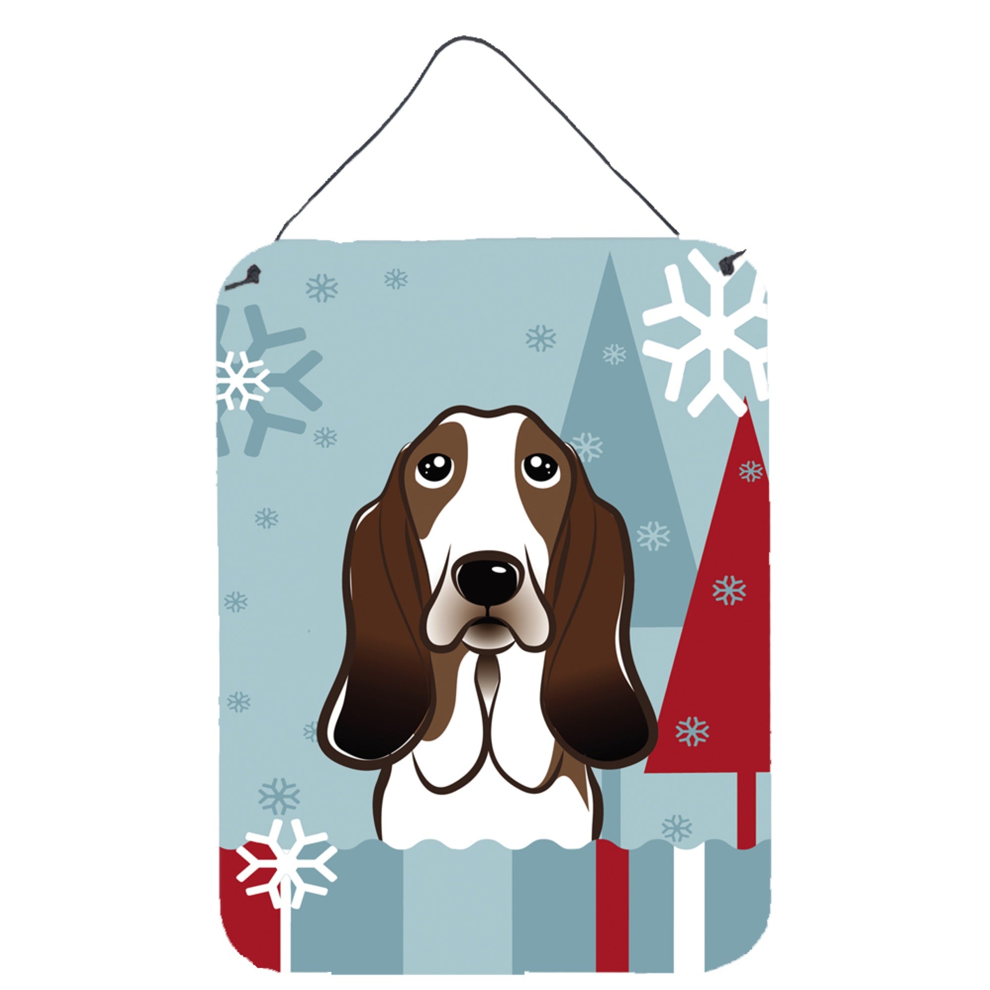 'Caroline'S Treasures Winter Holiday Basset Hound Wall Or Door Hanging Prints Bb1739Ds1216, 16Hx12W, Multicolor''
