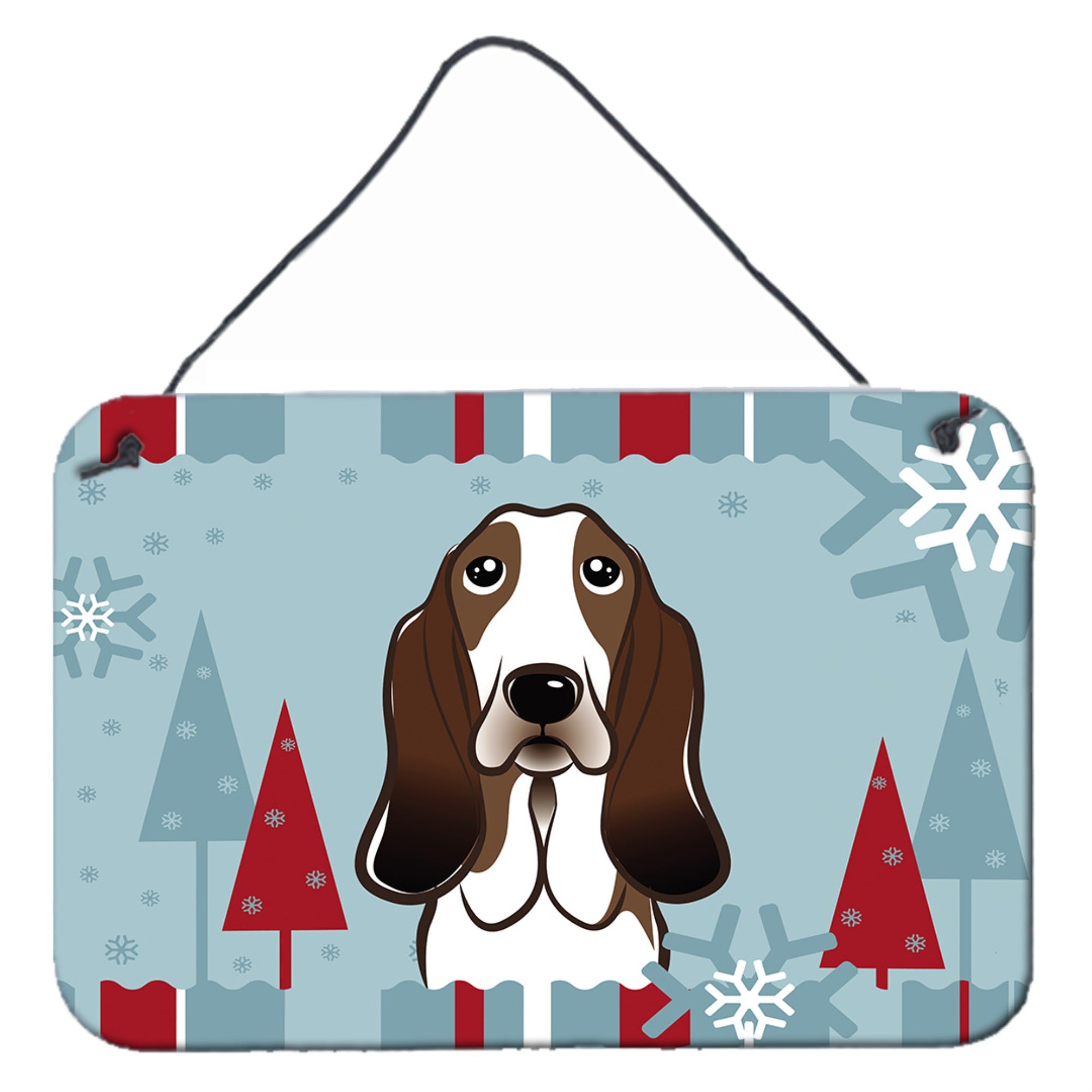 'Caroline'S Treasures Winter Holiday Basset Hound Wall Or Door Hanging Prints Bb1739Ds812, 8Hx12W, Multicolor''