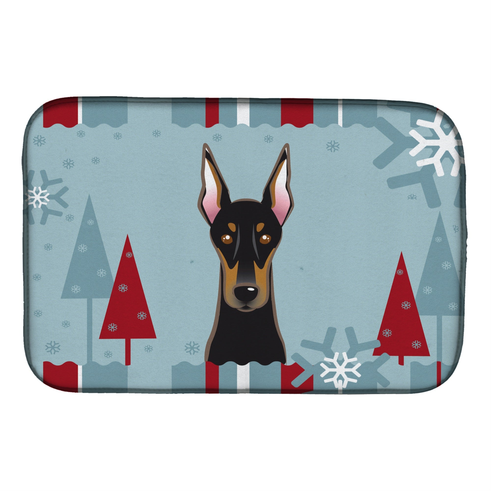 'Caroline'S Treasures Winter Holiday Doberman Dish Drying Mat, 14 X 21''