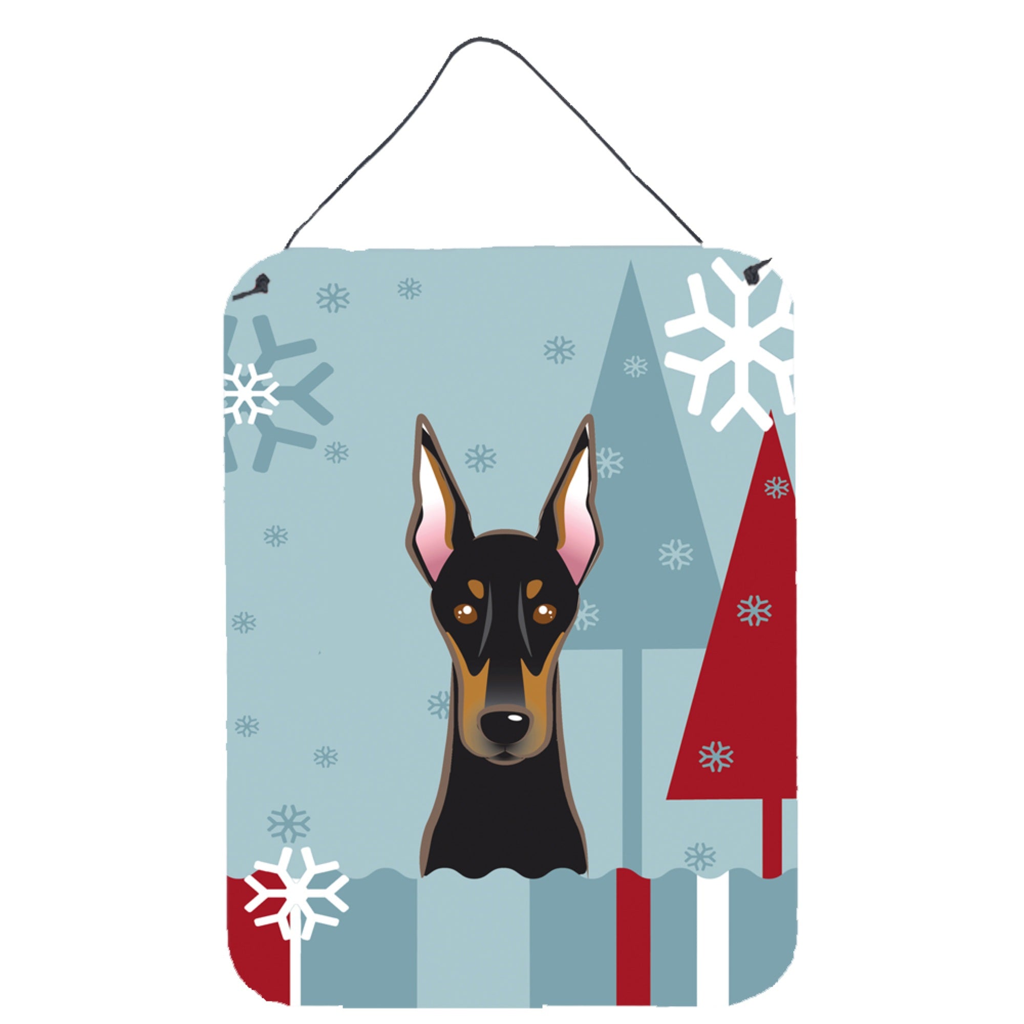 'Caroline'S Treasures Winter Holiday Doberman Wall Or Door Hanging Prints Bb1741Ds1216, 16Hx12W, Multicolor''