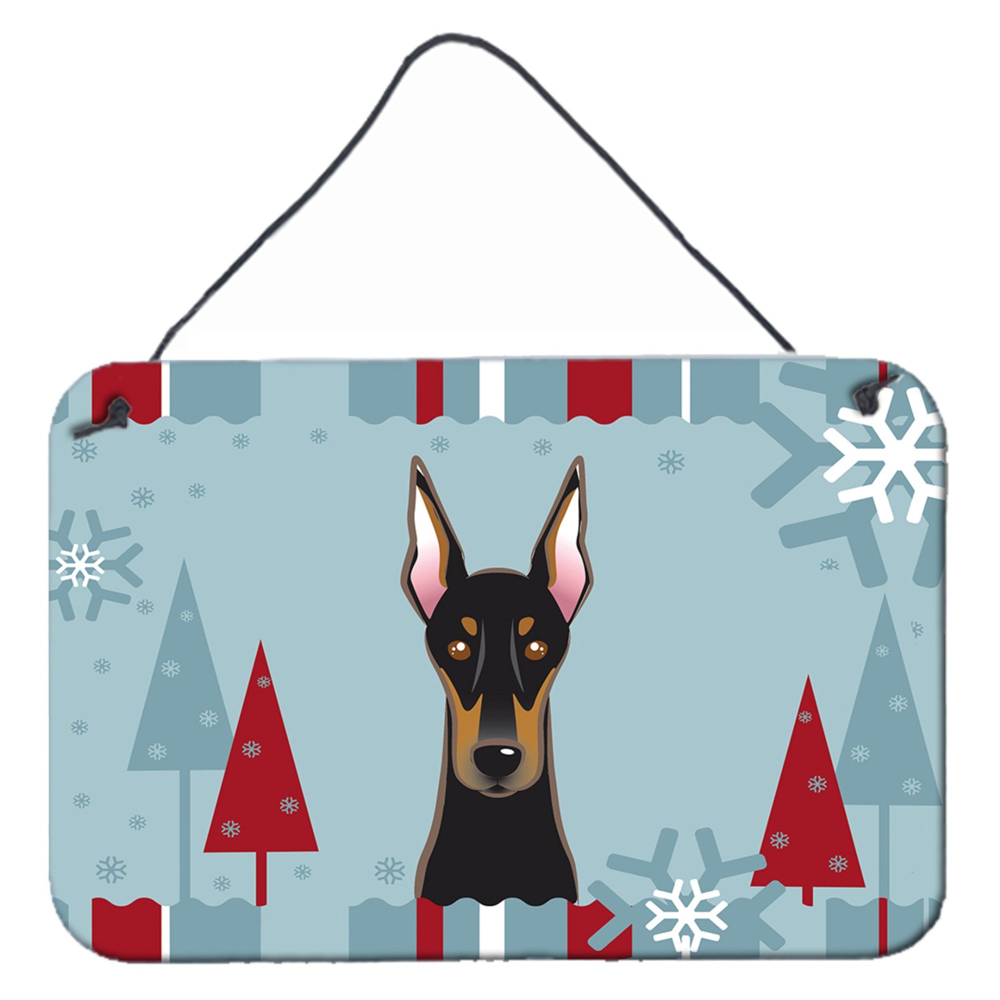 'Caroline'S Treasures Winter Holiday Doberman Wall Or Door Hanging Prints Bb1741Ds812, 8Hx12W''