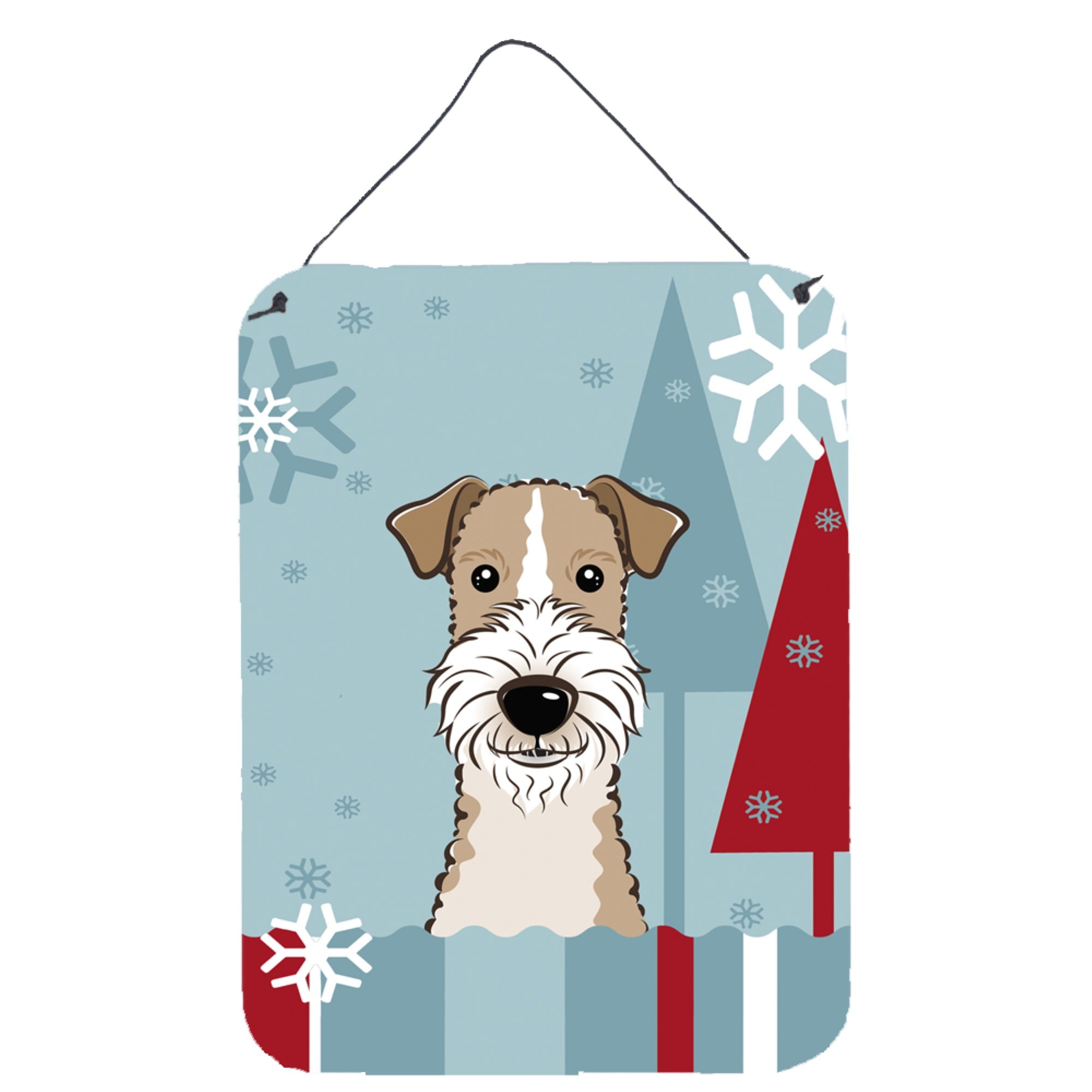 'Caroline'S Treasures Winter Holiday Wire Haired Fox Terrier Wall Or Door Hanging Prints Bb1743Ds1216, 16Hx12W, Multicolor''