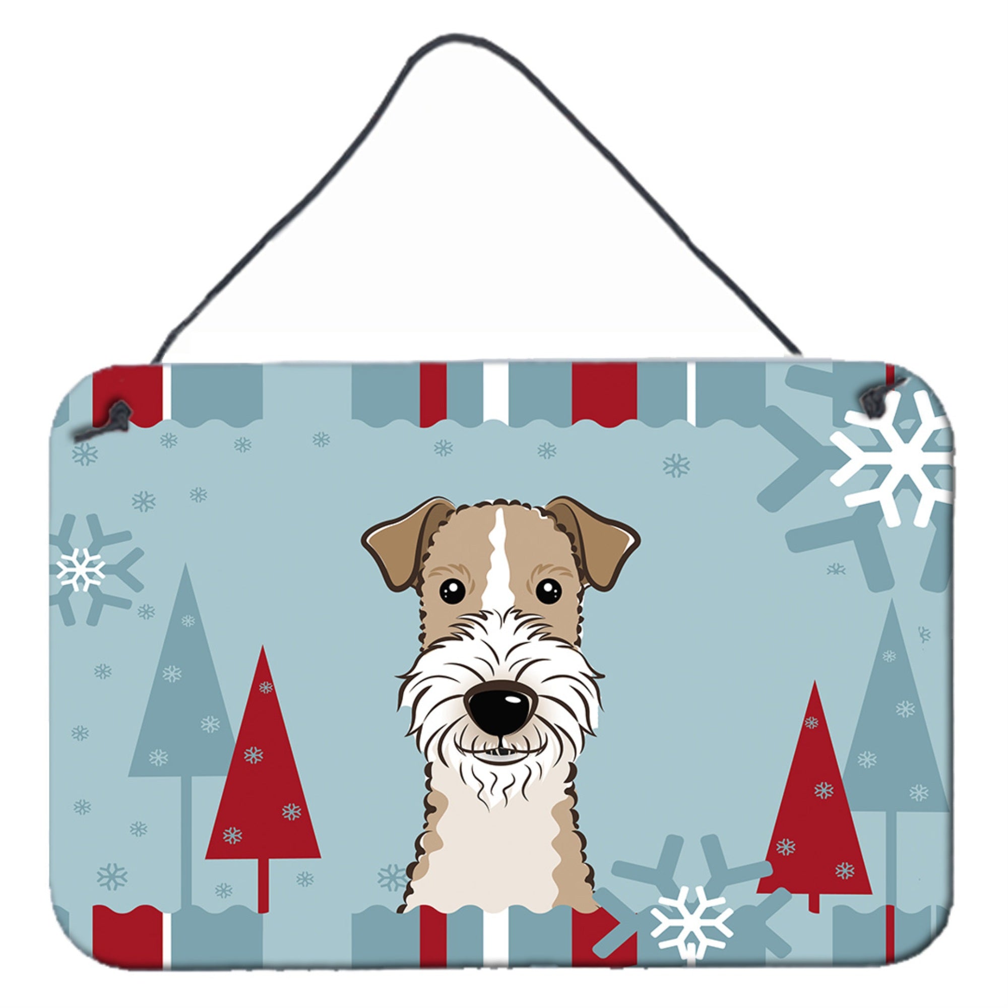 'Caroline'S Treasures Winter Holiday Wire Haired Fox Terrier Wall Or Door Hanging Prints Bb1743Ds812, 8Hx12W''