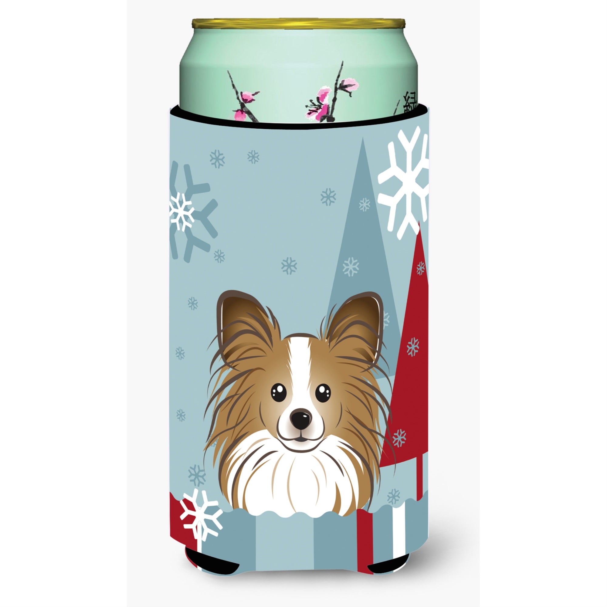 'Caroline'S Treasures Winter Holiday Papillon Tall Boy Koozie Hugger, Multicolor''