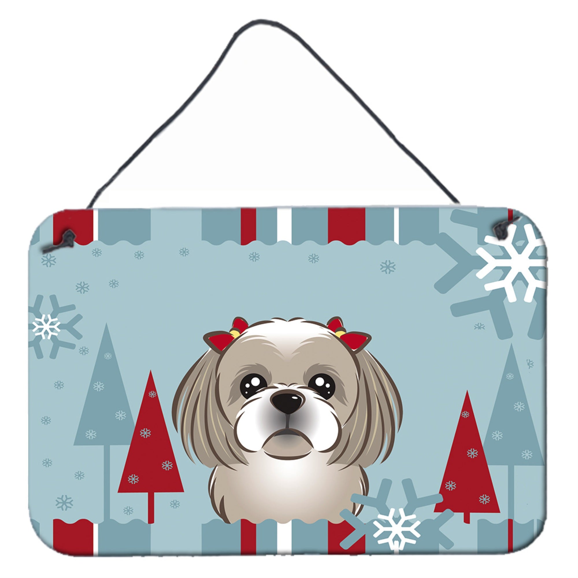 'Caroline'S Treasures Winter Holiday Gray Silver Shih Tzu Wall Or Door Hanging Prints Bb1746Ds812, 8Hx12W, Multicolor''